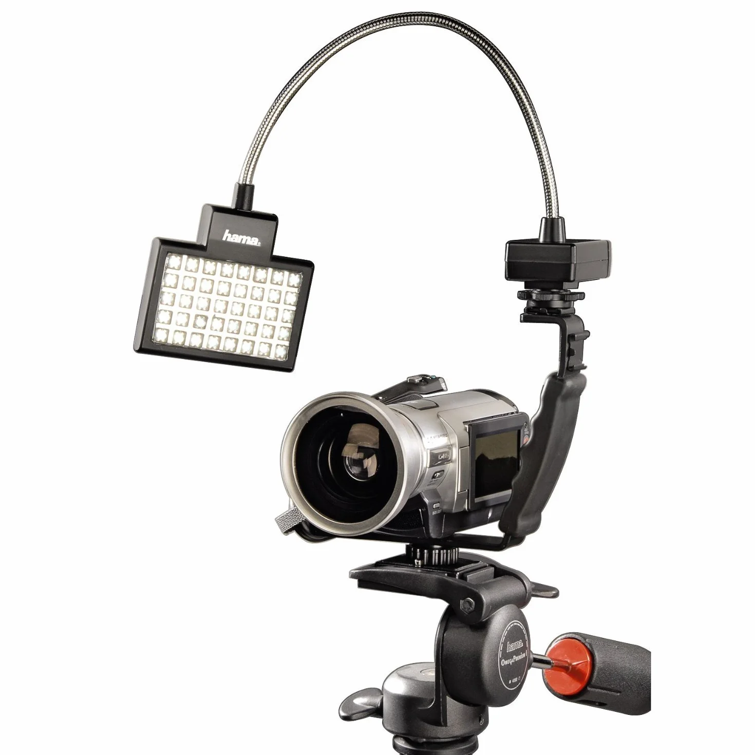 Hama Panel LED do zdjęć/wideo slim 40 do cyfrowych kamer wideo i fotografii z lampą błyskową, z elastycznym ramieniem, czarny
