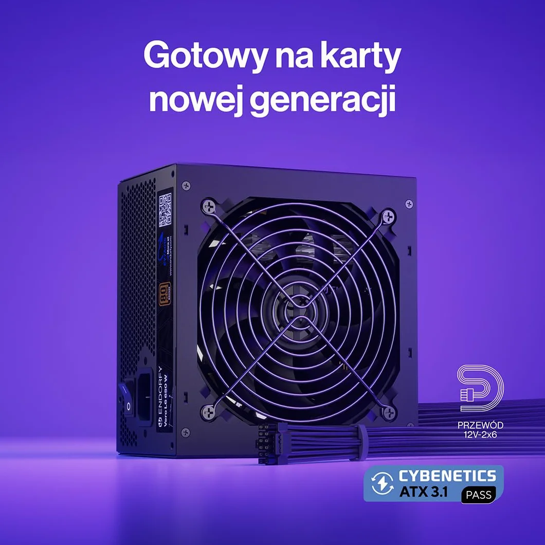 ENDORFY Vero L6 650W ATX 3.1 zasilacz 80 PLUS Bronze, Cybenetics Silver, PCIe 5.1, 12V 2x6 450W, Stratus 120 mm, PSU do PC Gaming, 650 W