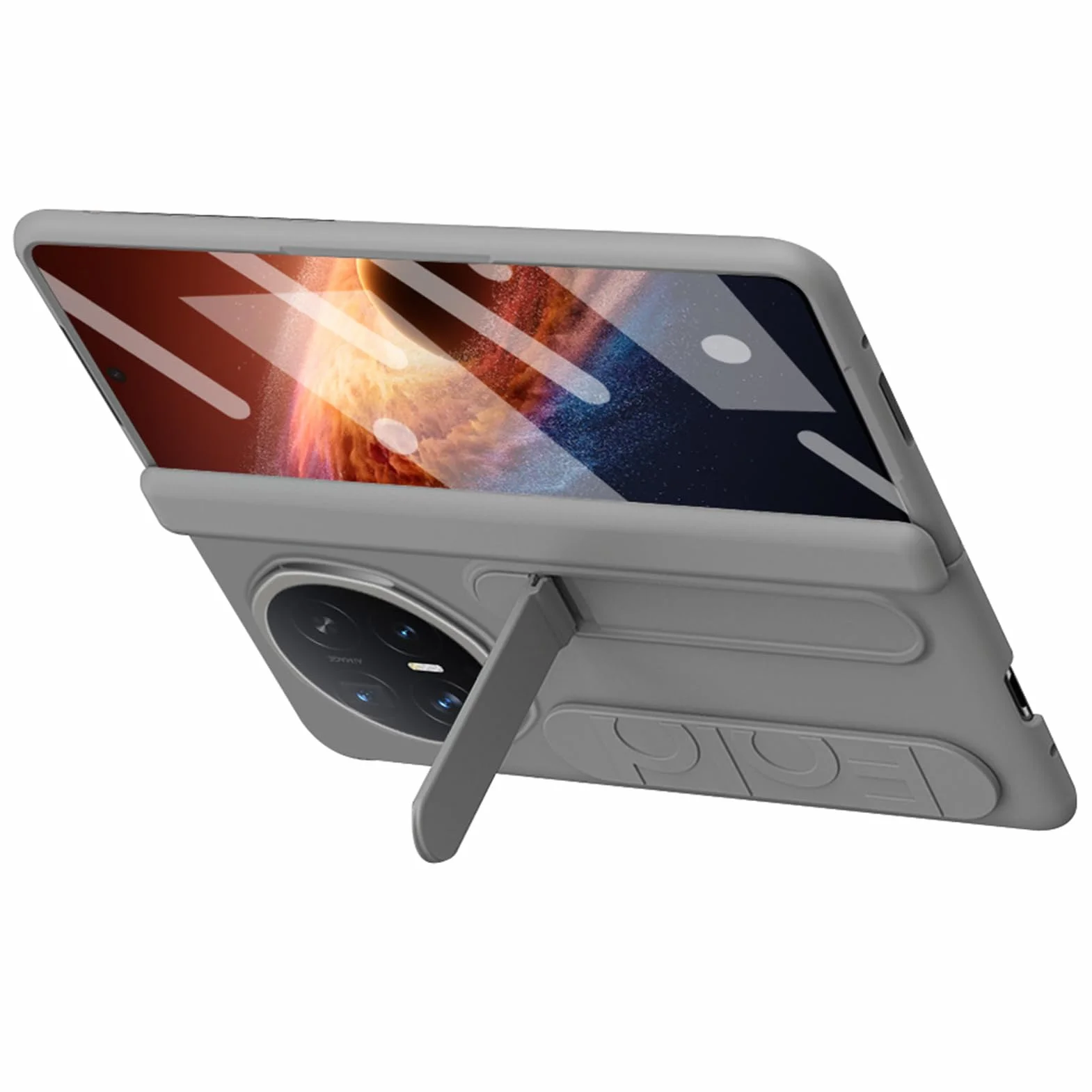 Kickstand etui do Honor Magic V6, osłona ekranu ze szkła hartowanego, zawias uniwersalny, wąska, odporna na wstrząsy obudowa, szara, V6