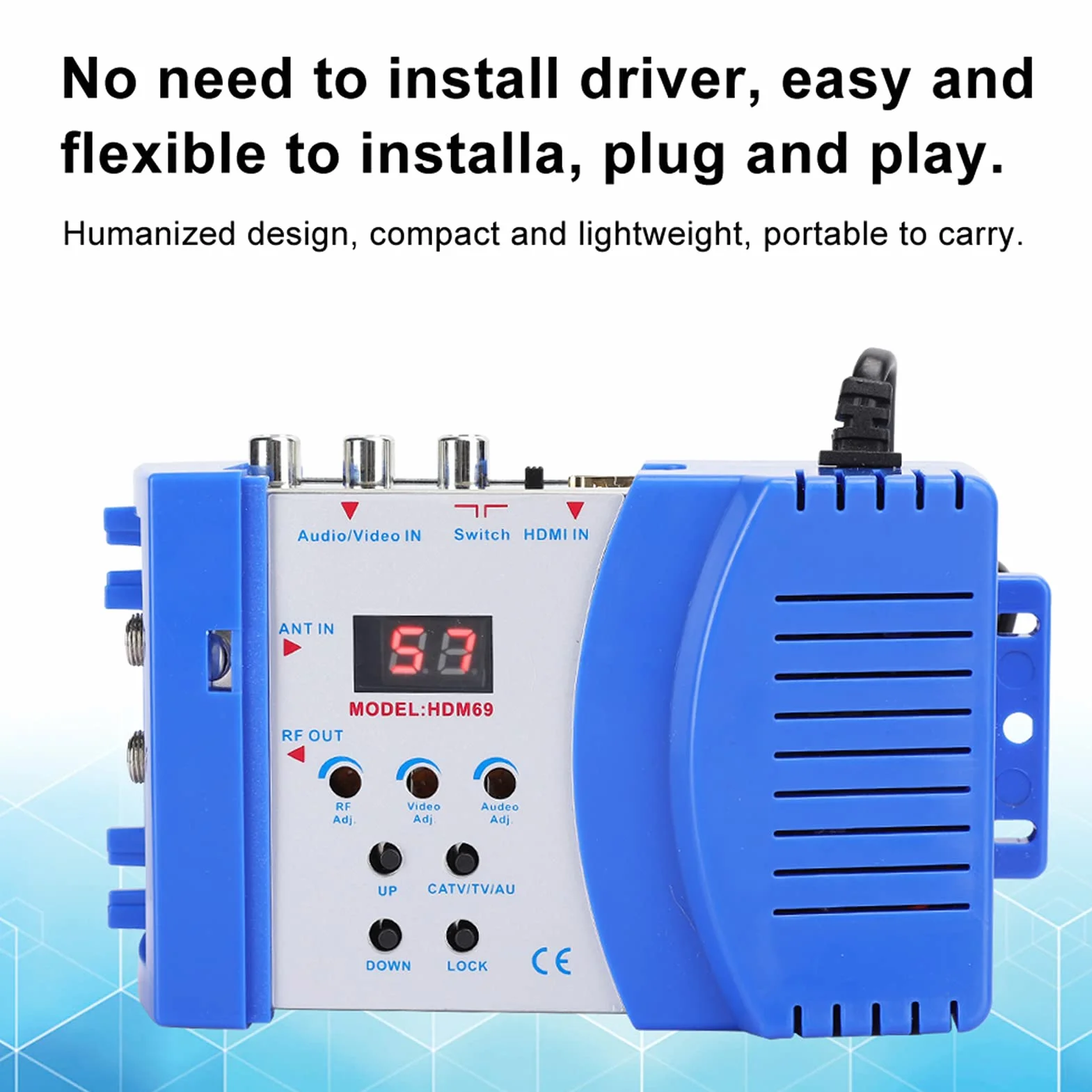 HDM69 Cyfrowy Modulator RF HDMI, Konwerter AV na RF 47~868 MHz, Standardowy Modulator Przenośny VHF UHF PAL, dla UE 100-240 V