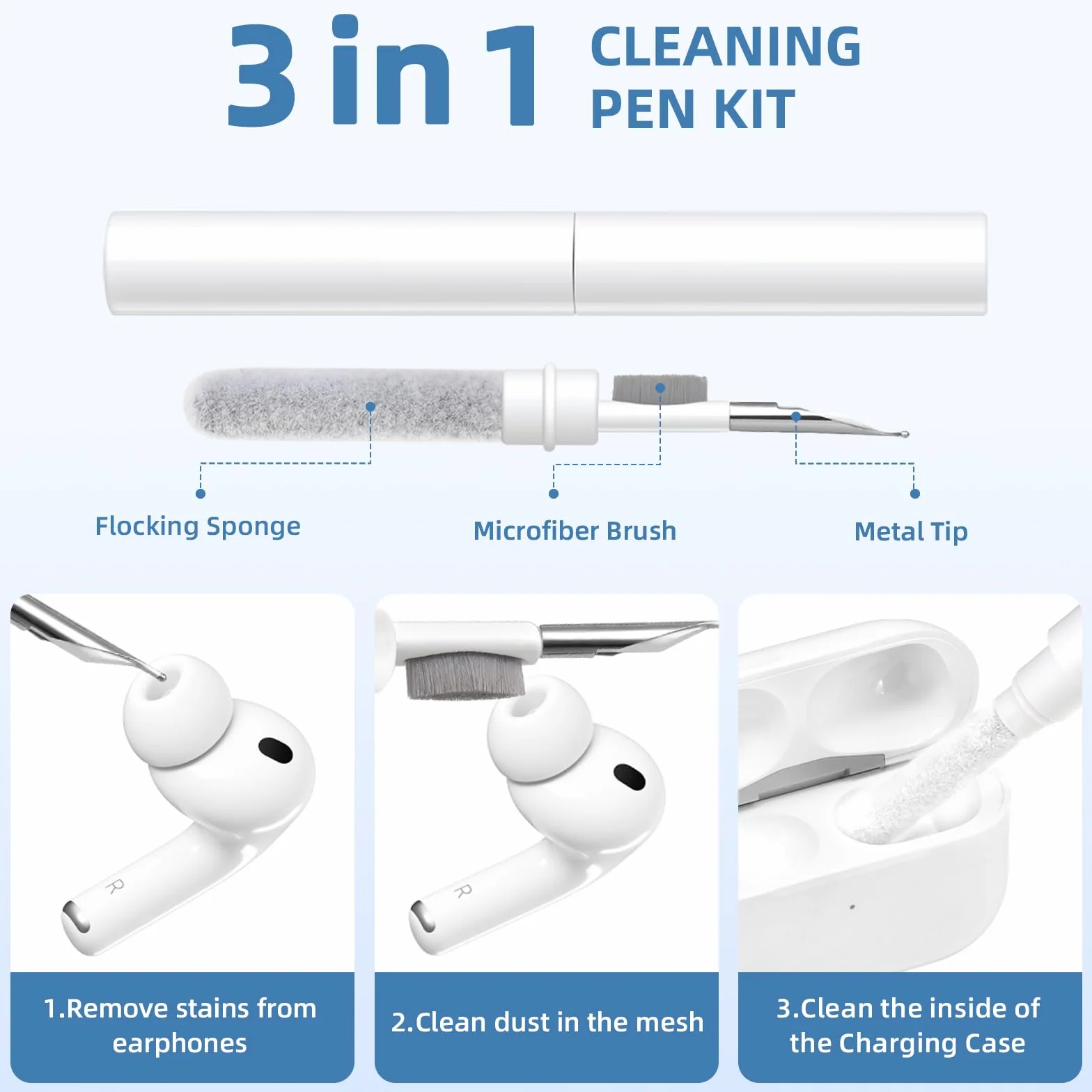 Maledan Kompatybilny z etui AirPods Pro 3 Case 2025 - Odporny na wstrząsy miękki silikonowy futerał ochronny do Apple AirPods Pro 3 Generacja Płaszcz z zestawem do czyszczenia i karabińczykiem