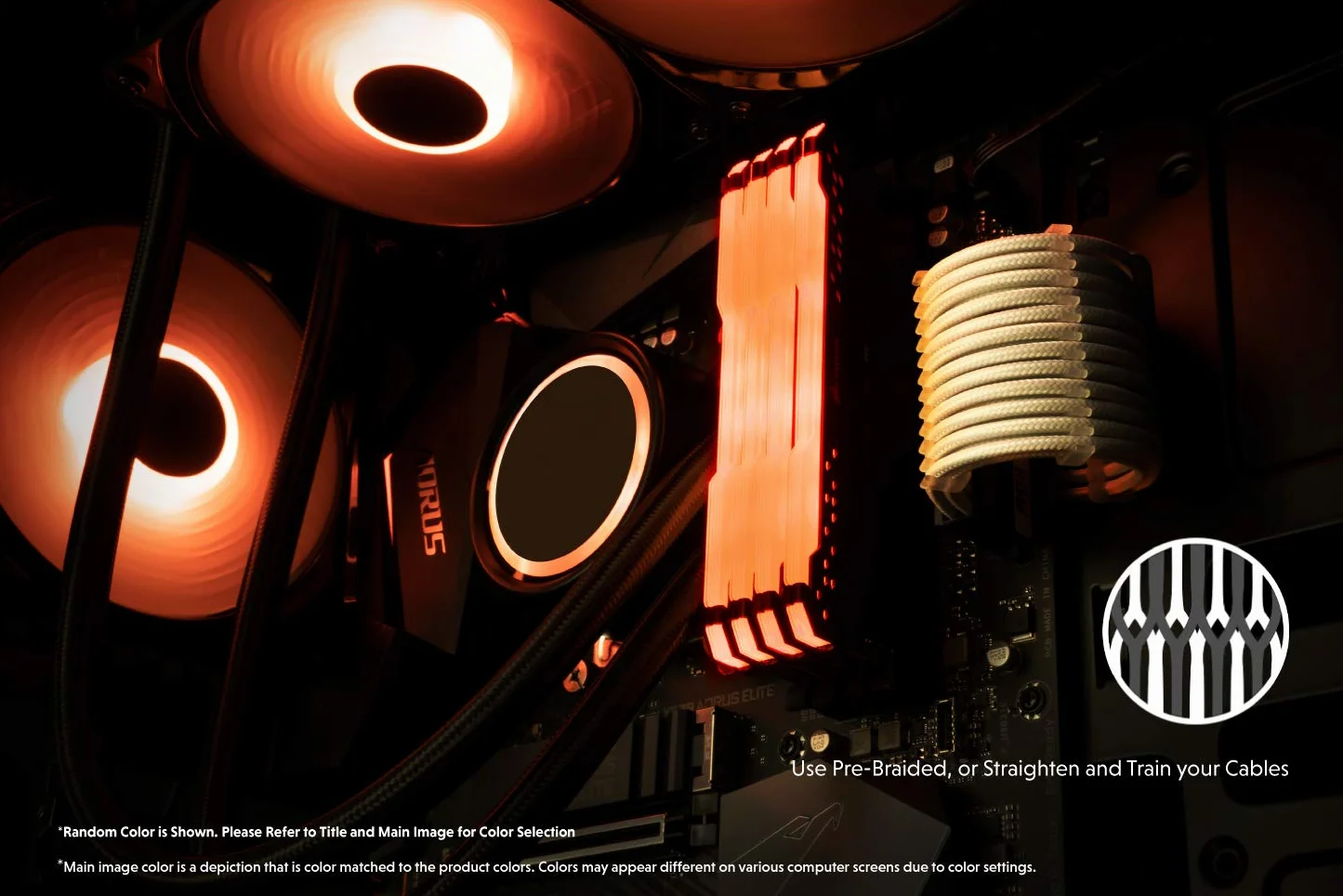 LINKUP - AVA 30cm Przedłużacz kabla zasilacza z osłoną GPU, zasilacz do komputera PC z grzebieniem, 1x 24P (20+4), 2x 8P (4+4) CPU, 2x 8P (6+2), Zestaw GPU, 300 mm - pomarańczowo-czarny