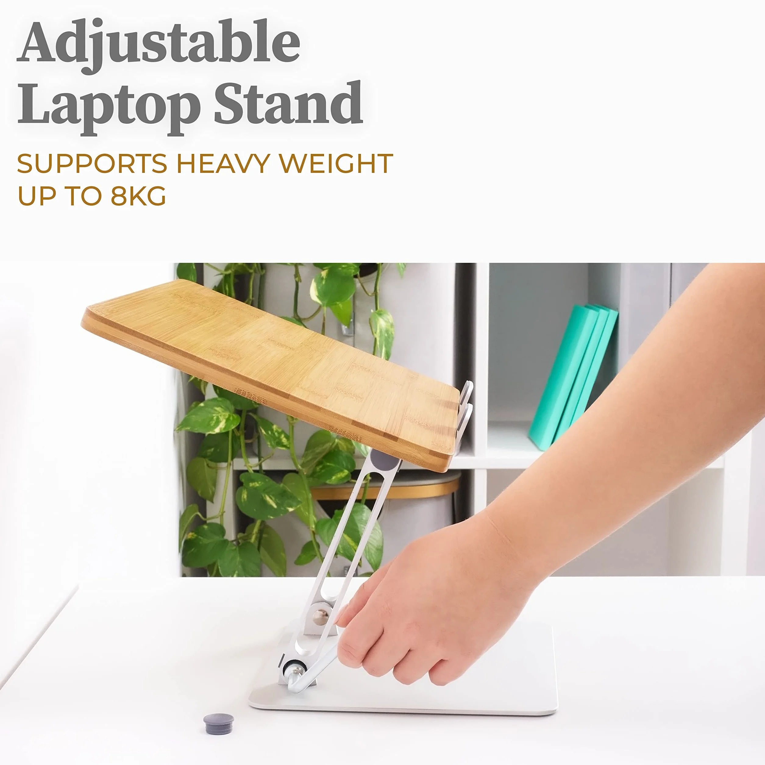 HENNEZ Stojak na laptopa z regulacją wysokości – stojak na notebooka/MacBook – uchwyt na laptopa, podwyższenie na biurko – stojak na laptopa