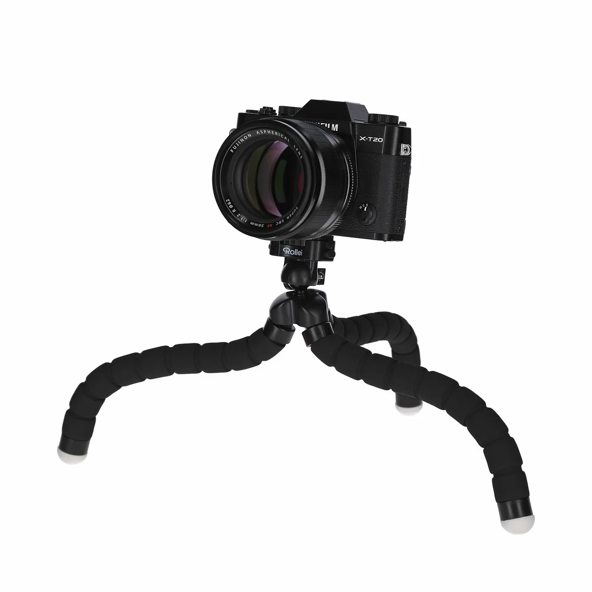 Rollei Monkey Pod - Giętki mini statyw z elastycznymi nogami, maks. wysokość 27 cm - w zestawie głowica kulowa, antypoślizgowe gumowe nóżki i płytka szybkiego montażu - czarny