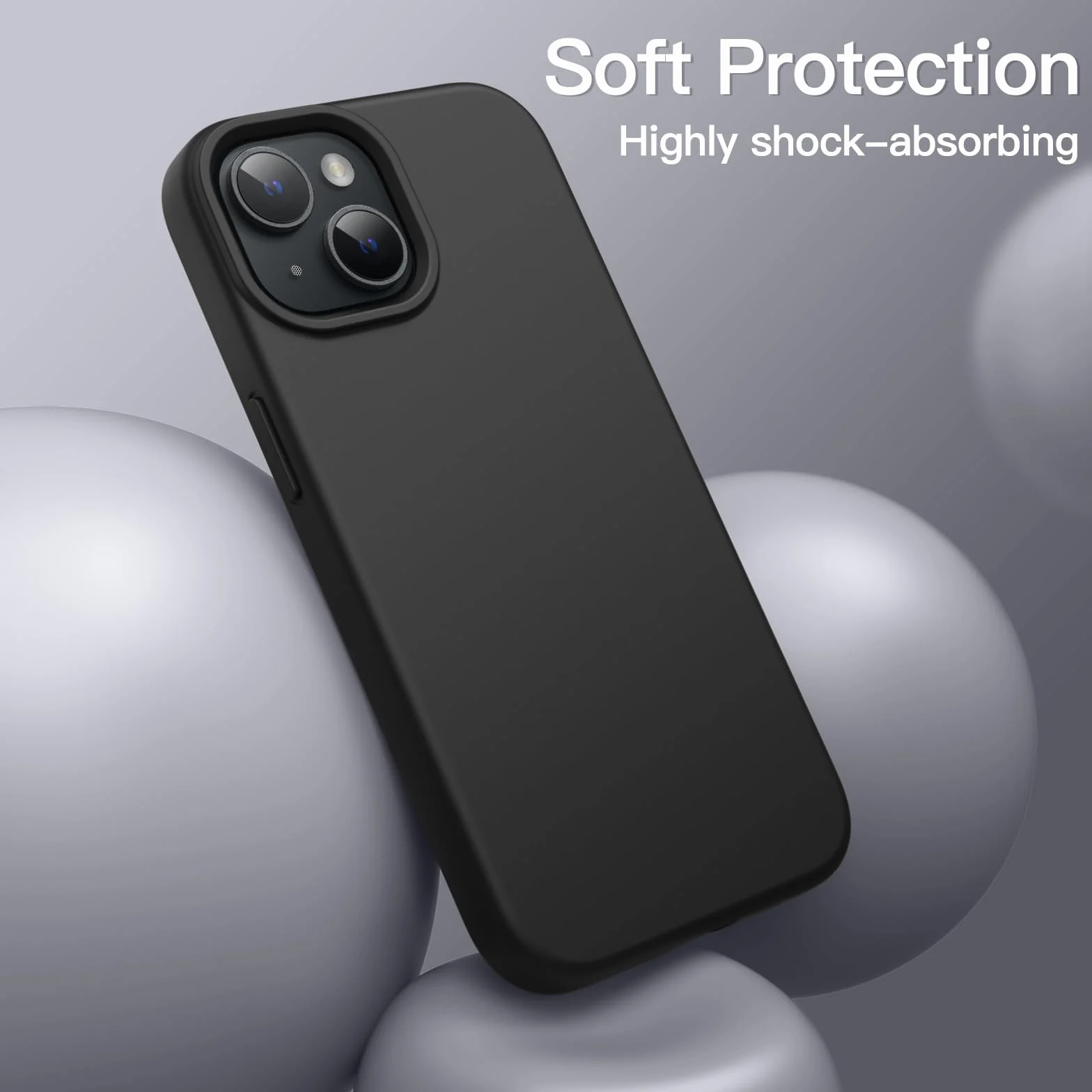 JETech Etui iPhone 14 6,1 Cala Silikonowe Odporny na Wstrząsy Czarny