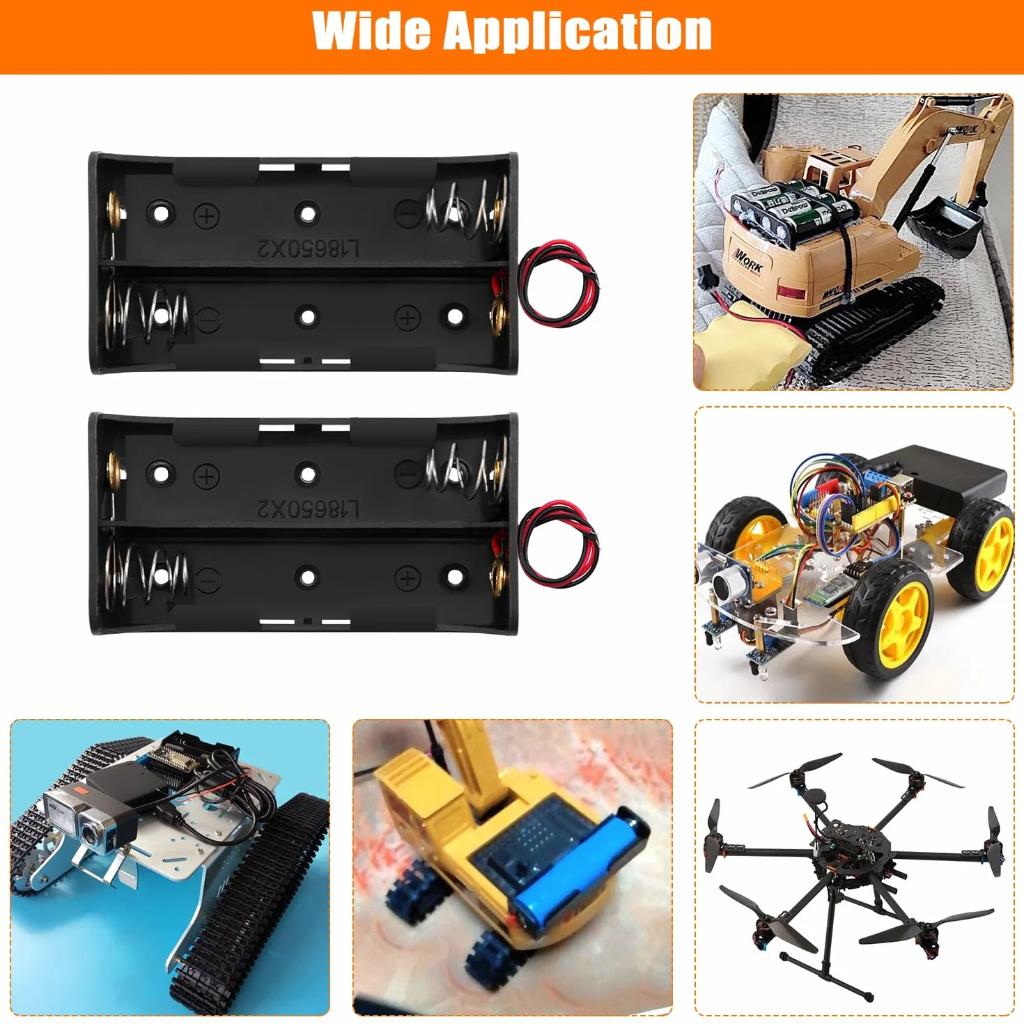 8 Sztuk 18650 Uchwyty na Baterie, KUOQIY 2 x 3.7V Battery Storage Box z Wire, z 2 Sztuk Plastikowym Pojemnikiem na Baterie i Śrubokrętami i Śrubami