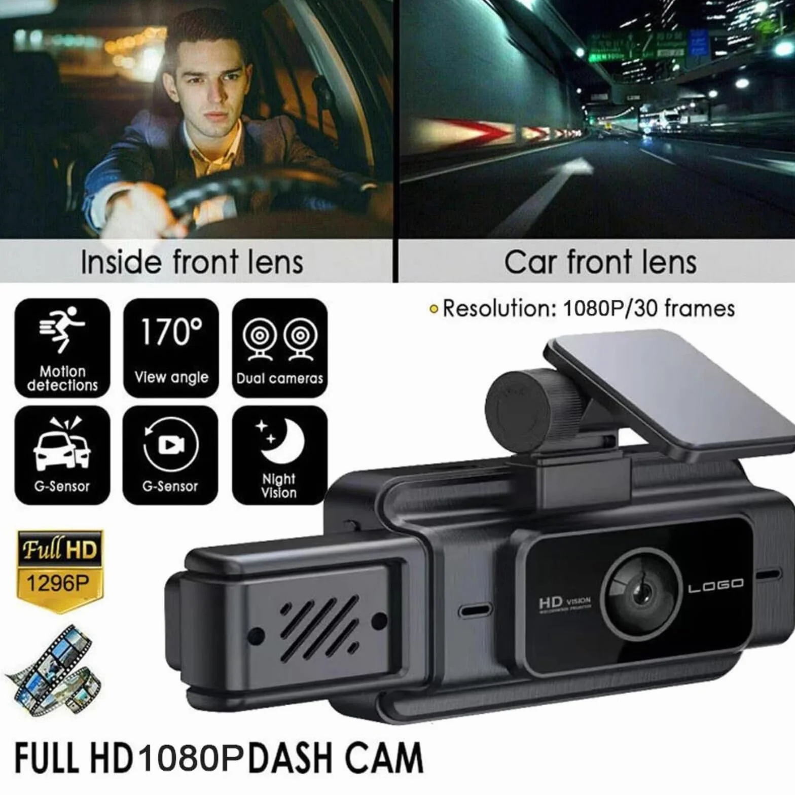 Dash Cam Przód i tył wewnątrz samochodu DVR WIFI 3-kanałowa kamera samochodowa do samochodów Rejestrator wideo Przenośna kamera cofania 1080P do akcesoriów samochodowych G-Sensor