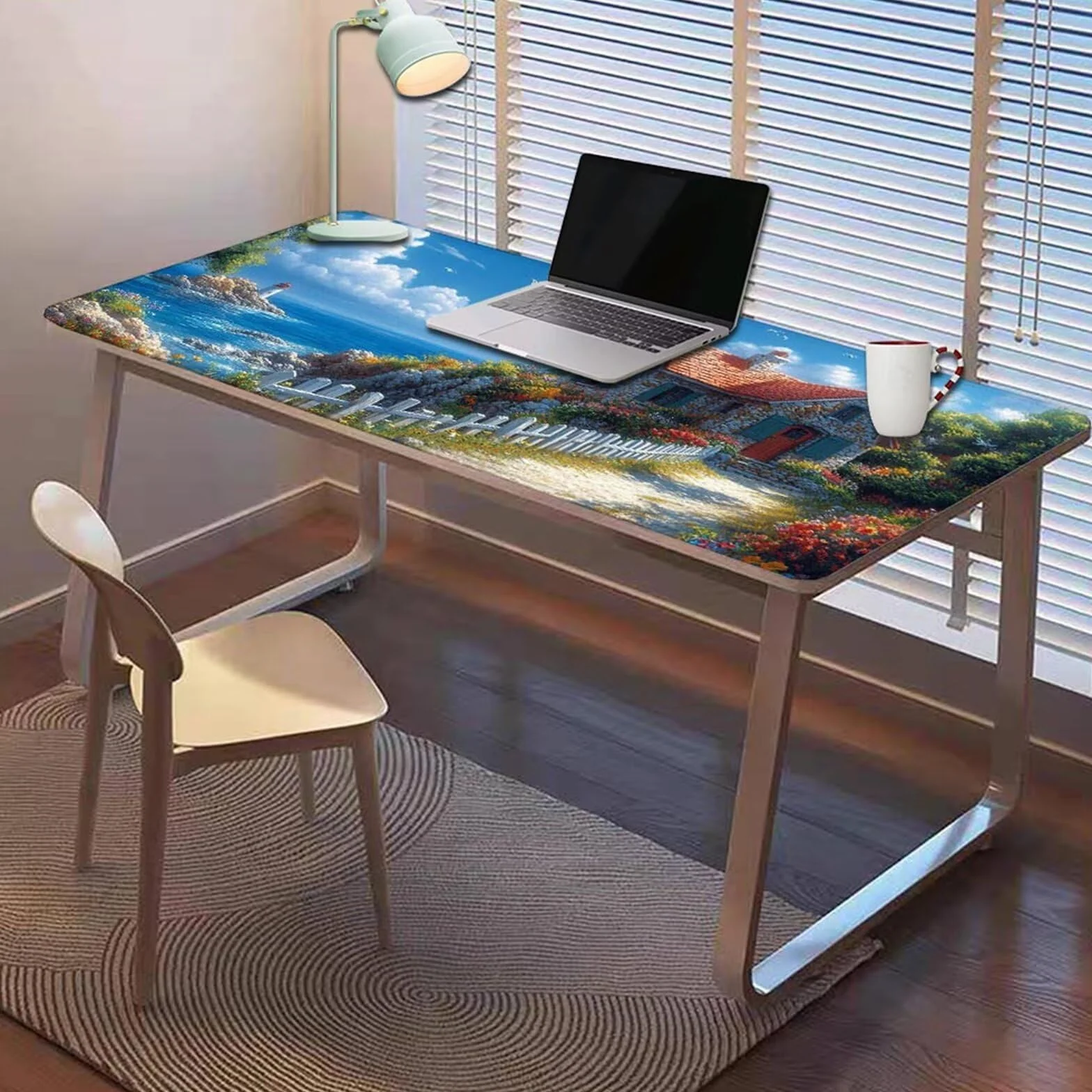 Gamingowa podkładka pod mysz 1200 x 600 x 3 mm, XXL, wodoszczelna, odporna na ścieranie, z przyszytymi krawędziami, niebieska, podkładka na biurko, poprawia prędkość i precyzję, do komputera, biura