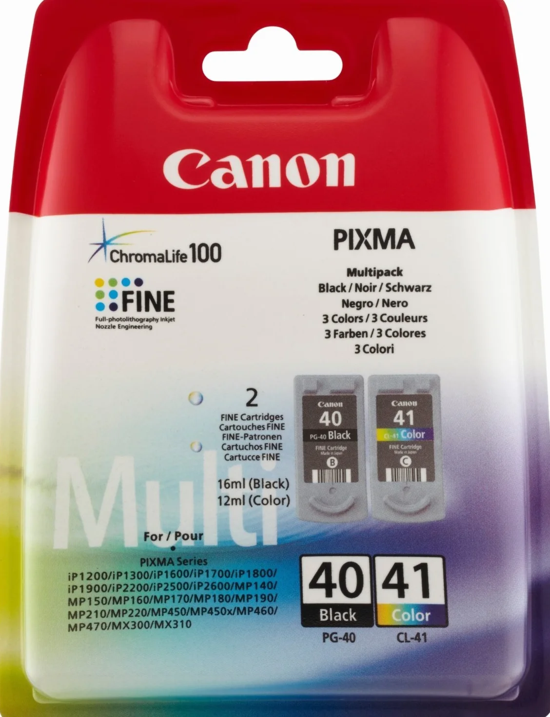 Canon 0615B043AA Wkłady Atramentowe PG-40/CL-41 do Drukarki, Wielokolorowy, 1 Zestaw/2 Sztuki