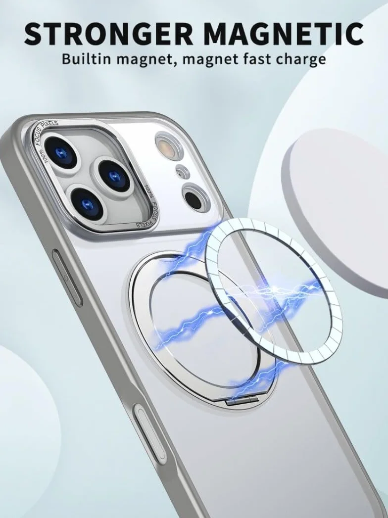 Generic etui kompatybilne z iPhone 13 Pro (kolor: czarny) metalowy stojak twardy tył twardy silikonowy futerał magnetyczny