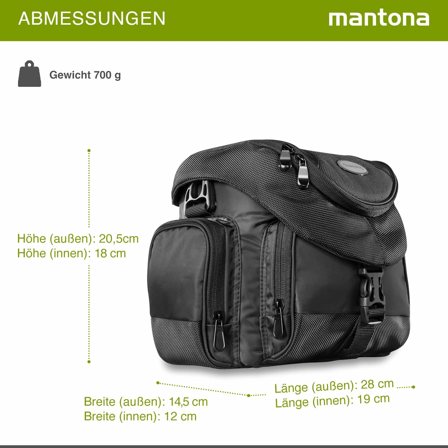 Mantona Torba na aparat Premium – uniwersalna torba z szybkim dostępem, ochrona przed kurzem, paskiem do noszenia i kieszenią na akcesoria, nadaje się do kamer DSLM i DSLR, czarna