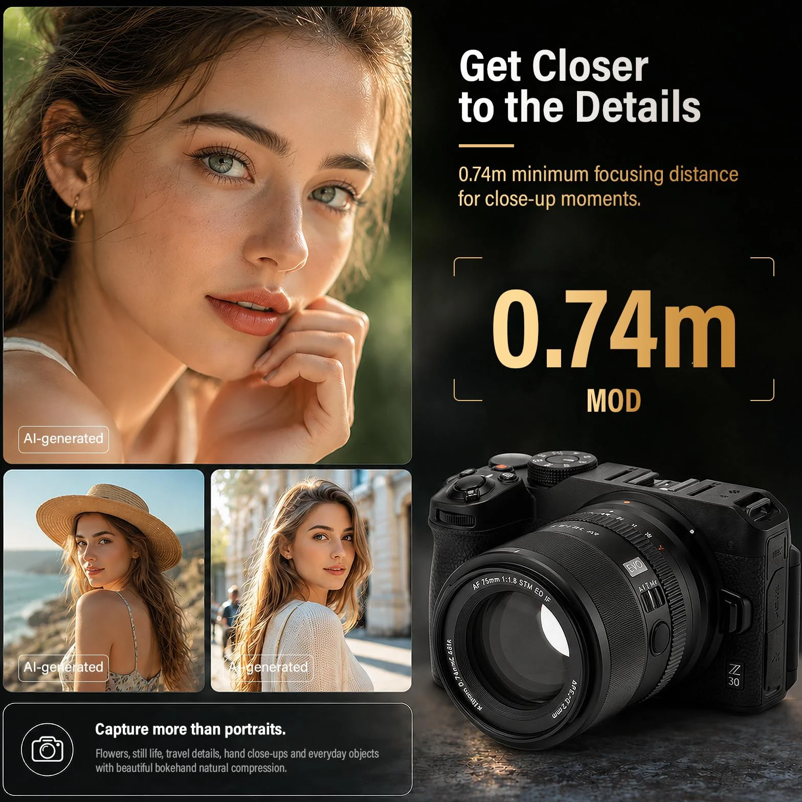 VILTROX 75mm F1.8 Evo Z Góra Obiektyw do aparatu Nikon Z-Mount Obiektyw APS-C z dużym otworem z autofokusem do modeli Nikon ZR ZF Z9 Z8 Z7II Z6III Z5II ZFC Z50II Z30