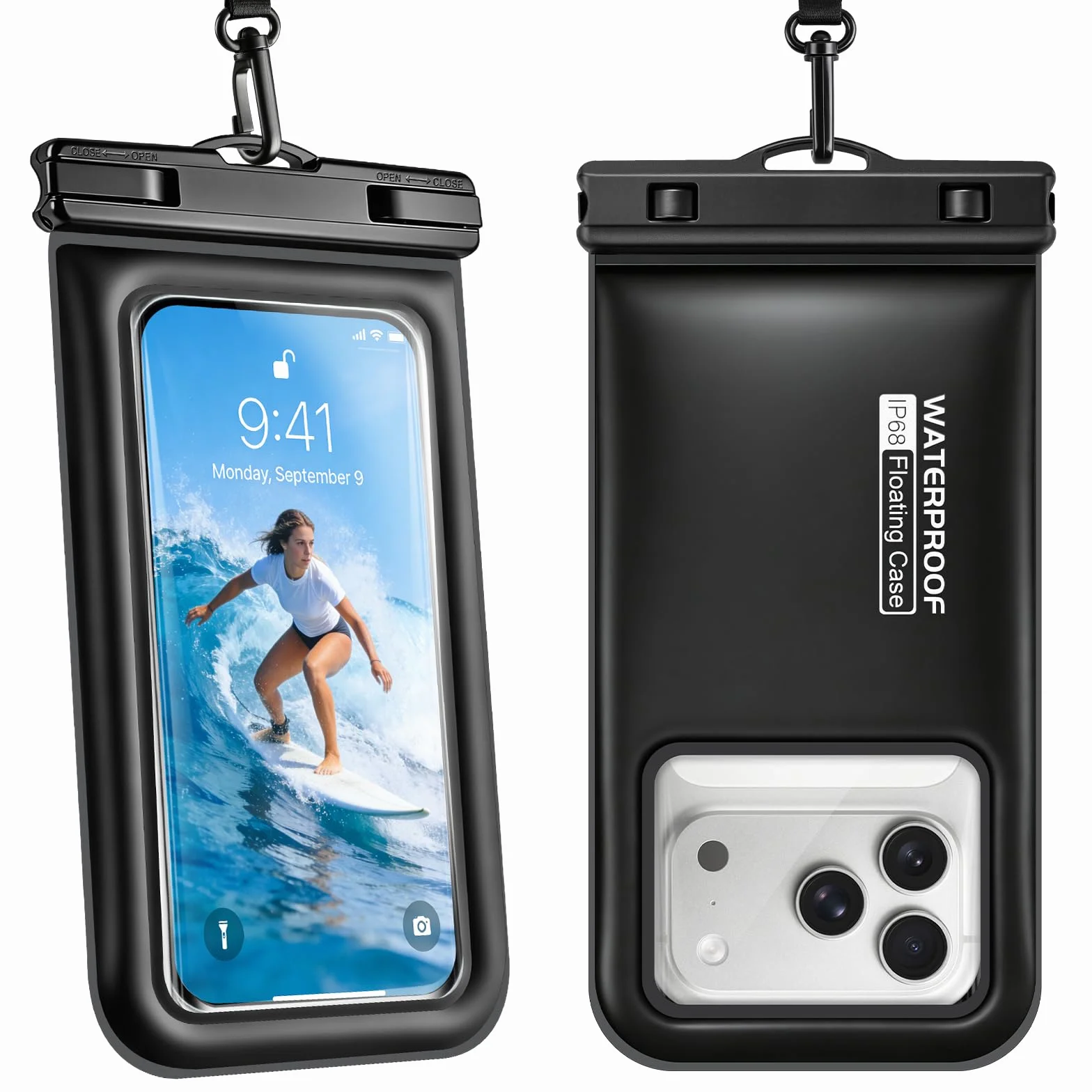 Pływające wodoodporne etui na telefon 2 sztuki, wodoodporne etui na telefon IP68 ze smyczą do telefonów do 17 cali, dla iPhone 17 16 Pro Max, torba na telefon komórkowy na plażę, basen, kajak, rejs