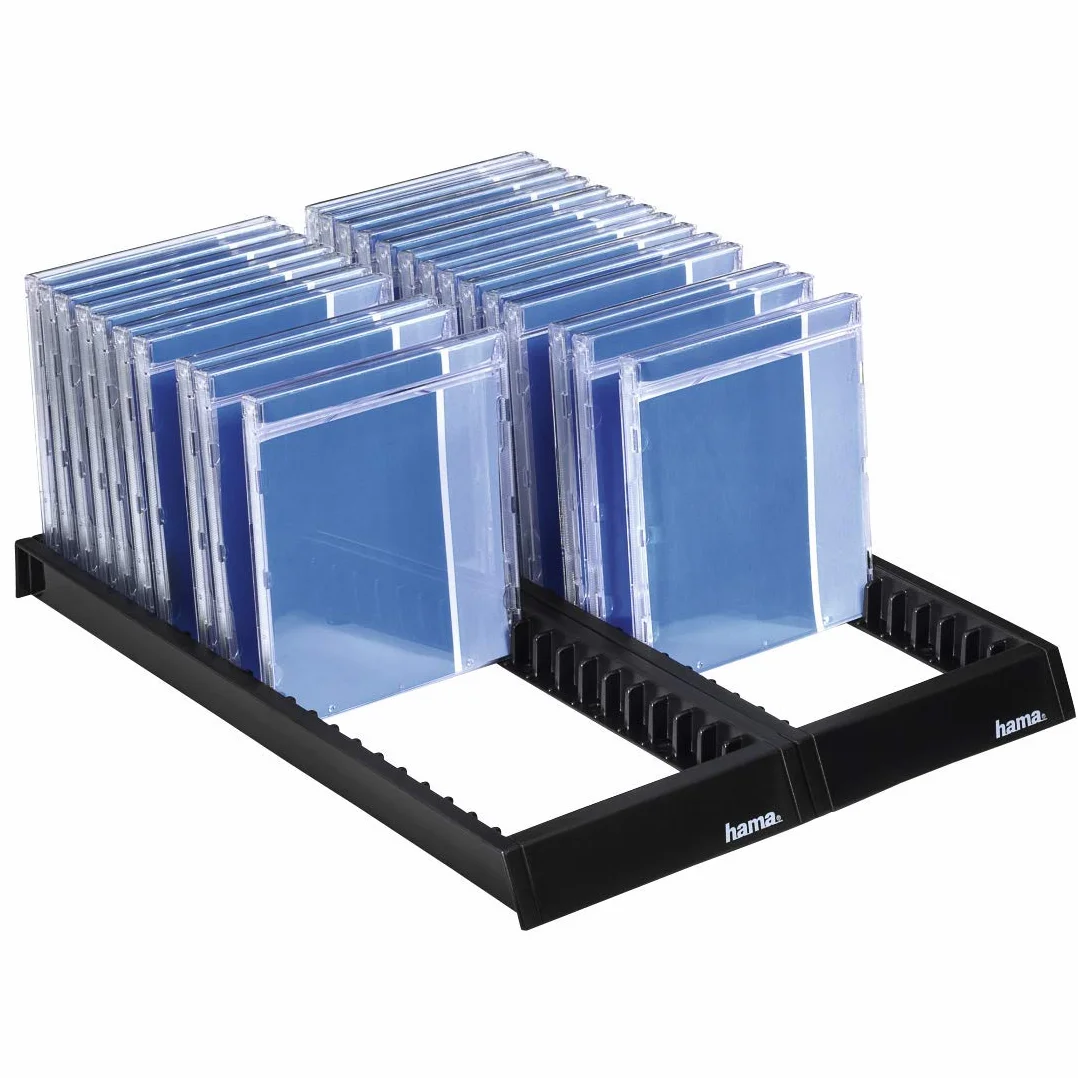 Hama Organizer CD Flipper, Stojak na 44 Płyty CD/DVD, Czarny, z Gumowymi Nóżkami dla Stabilności, Idealny do Domu i Biura