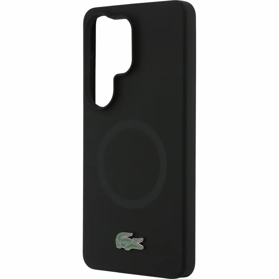 CG MOBILE Lacoste silikonowe metalowe logo krokodyla, kompatybilne z MagSafe etui do Samsung Galaxy S26 Ultra (czarne)