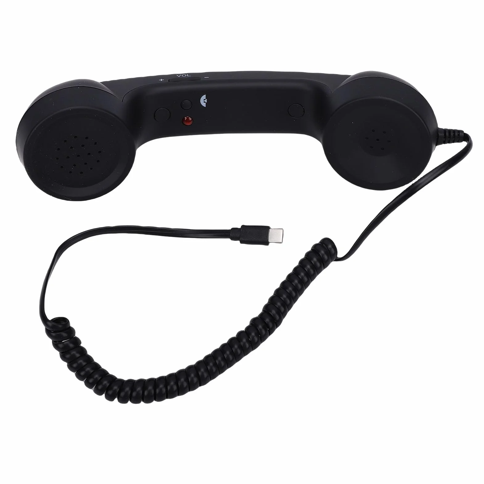 Słuchawka Telefoniczna USB C w Stylu Retro z regulacją Głośności Mikrofonu, Przewodowa Słuchawka Telefoniczna w Stylu Vintage, Oldschoolowe Akcesorium do Telefonów Komórkowych (BLACK)
