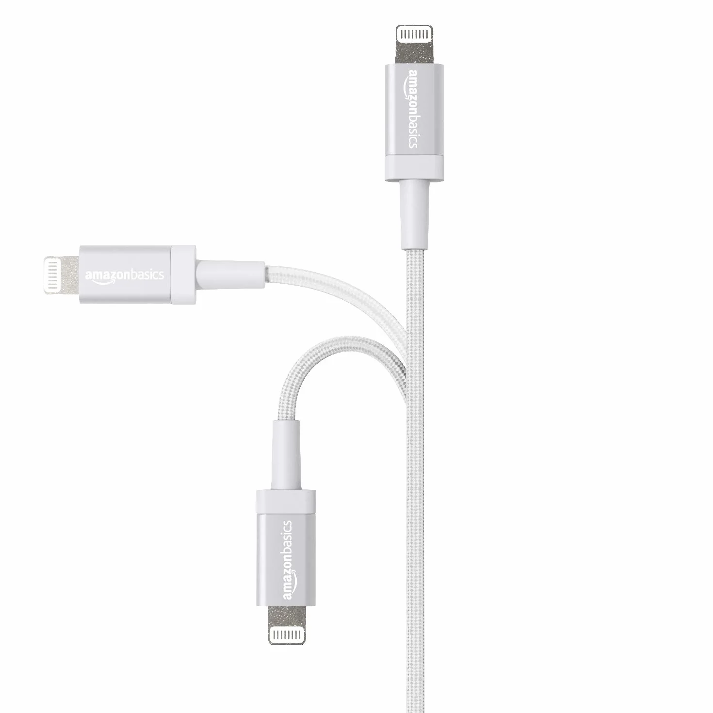 Amazon Basics Kabel połączeniowy Lightning na USB-A, nylonowy, certyfikowany przez MFi kabel do ładowania do iPhone'a, srebrny, 1,8 m