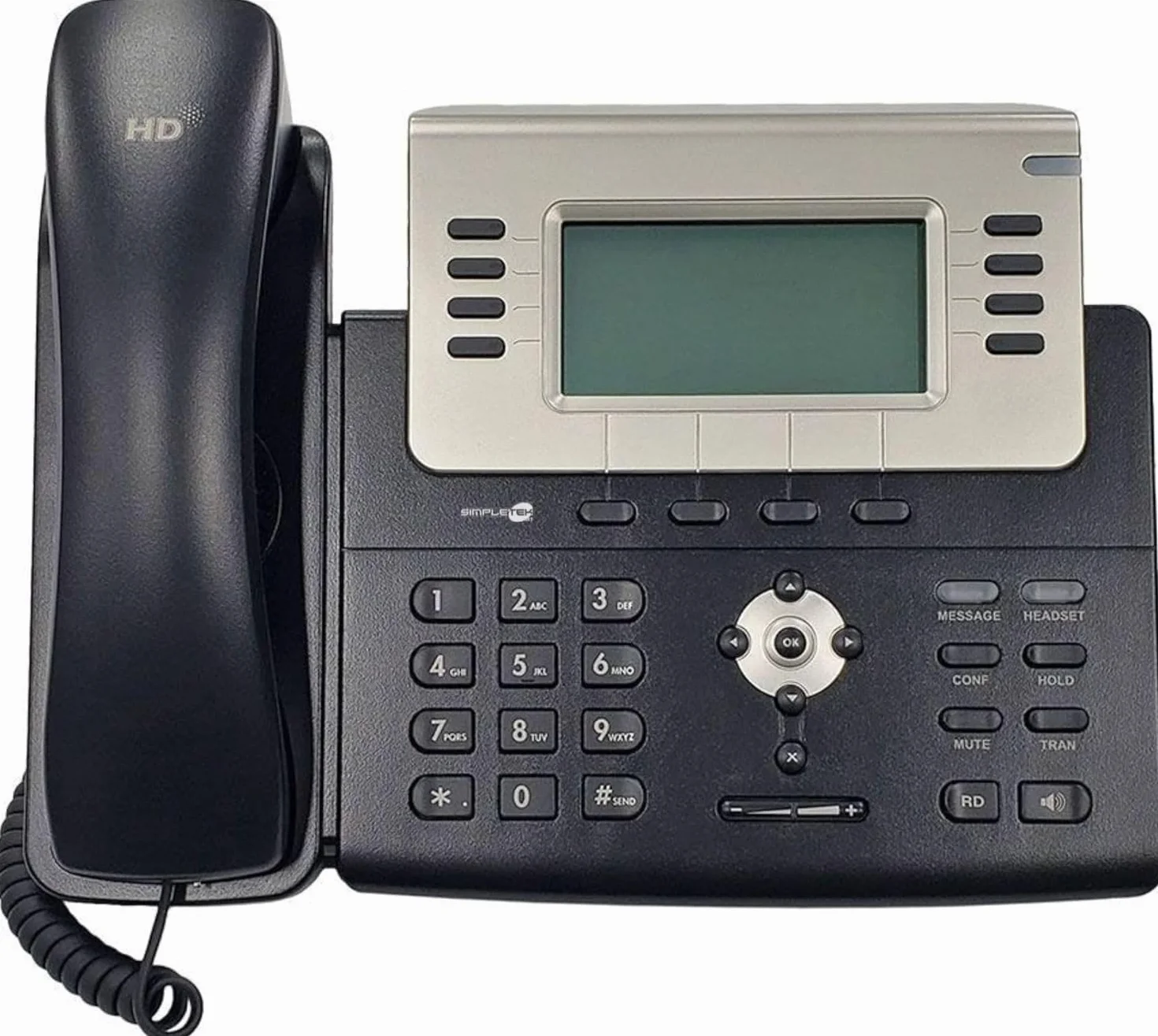 SIMPLETEK - Profesjonalny telefon IP VoIP PoE | 6 kont SIP | Audio HD, 2 x Gigabit Ethernet, podświetlany wyświetlacz