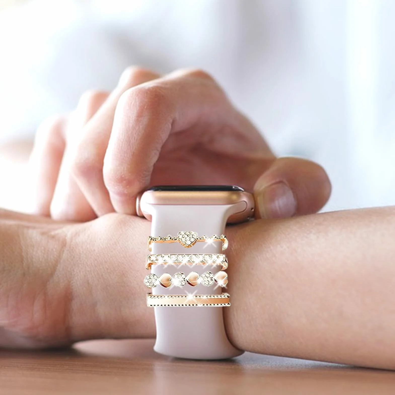 Bransoletka Charms, Zegarek bransoletka Charms kompatybilne, charms bransoletka Taśmy Metalowe ozdobienie z pętlą dla Apple Watch Series 10 9 8 7 6 5 4 3 2 1 (styl A)