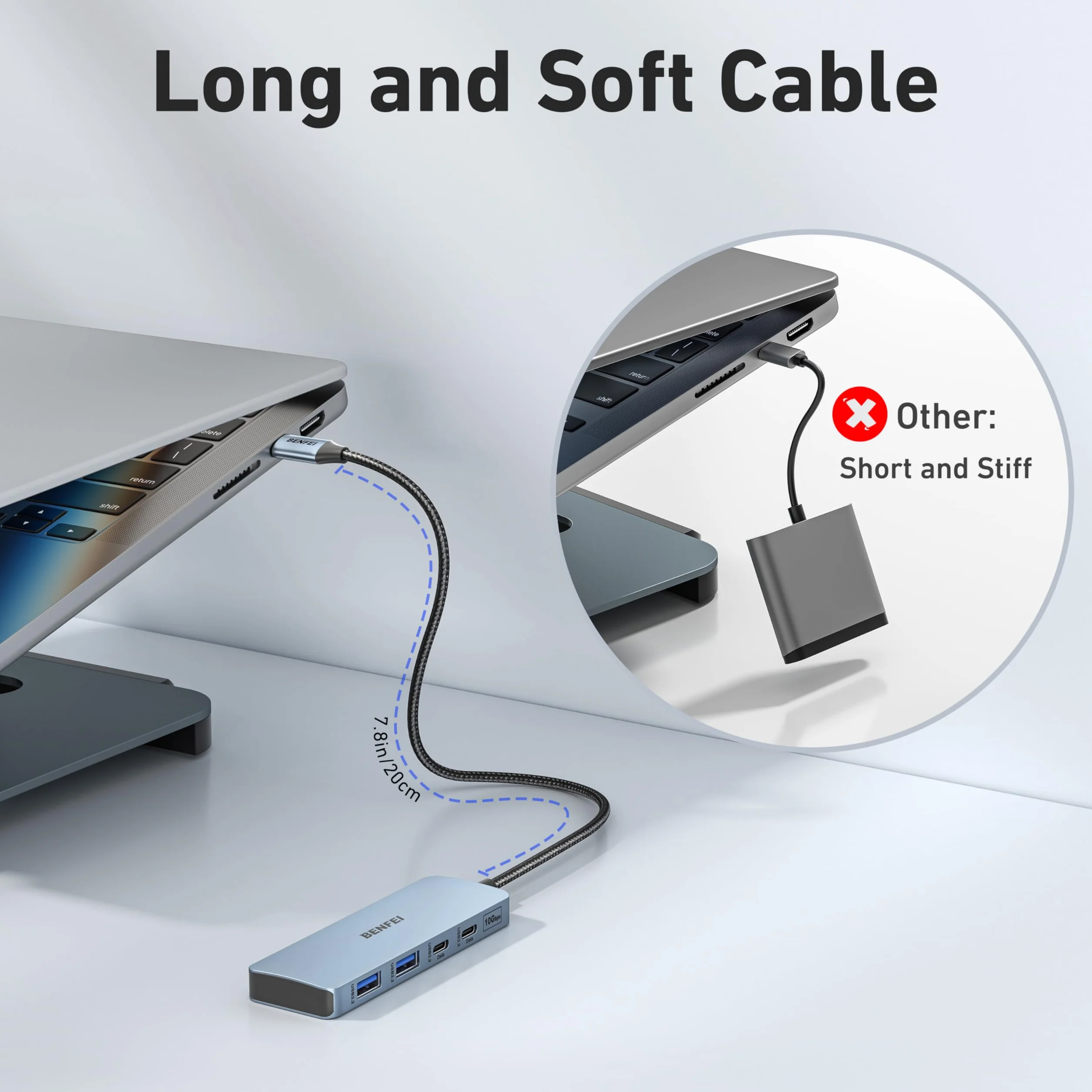 BENFEI USB C Hub 10 Gb/s, 4 porty Adapter USB 3.2 z 2 * portami USB-C i 2 * USB-A 3.2, kompatybilny z MacBookiem Pro/Air M2 M1, iPadem, Dell, HP, Samsungiem (monitor nie obsługuje)