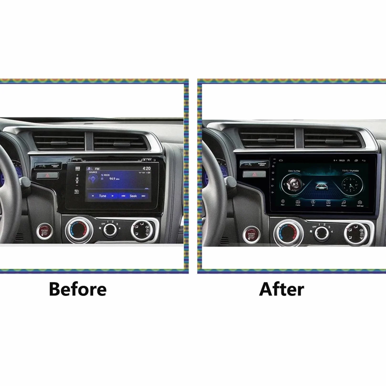 10-calowy samochodowy system stereo z ekranem dotykowym i systemem Android 15 Autoradio do Hondy Fit Jazz 2014-2015 z BT FM DSP RDS GPS, sterowanie z kierownicy, kamera cofania, ekran dotyko