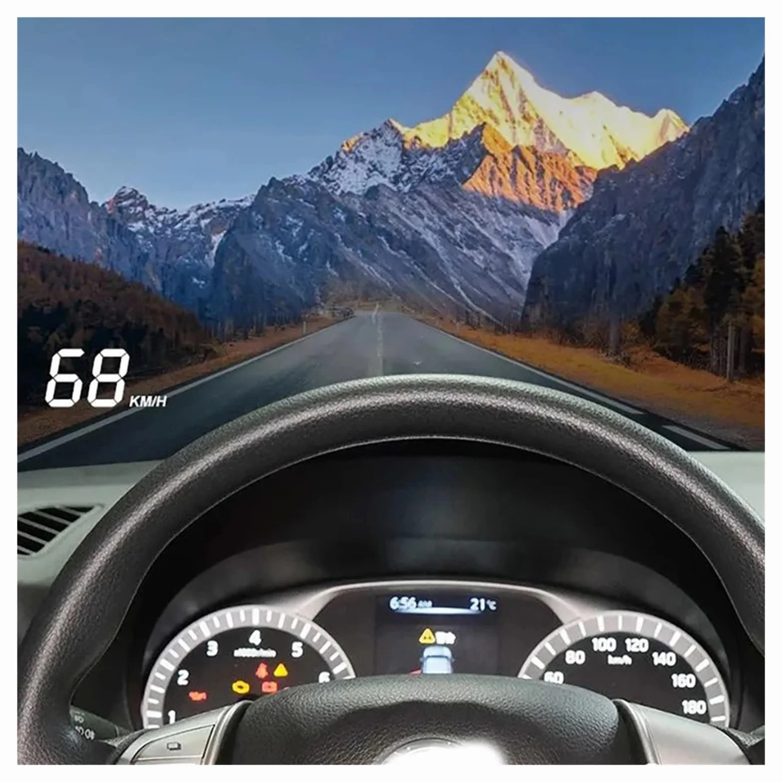 Auto HUD Projektor Samochodowy Alarm Head Up Wyświetlacz Prędkościomierza Przednia Szyba(Km h light)