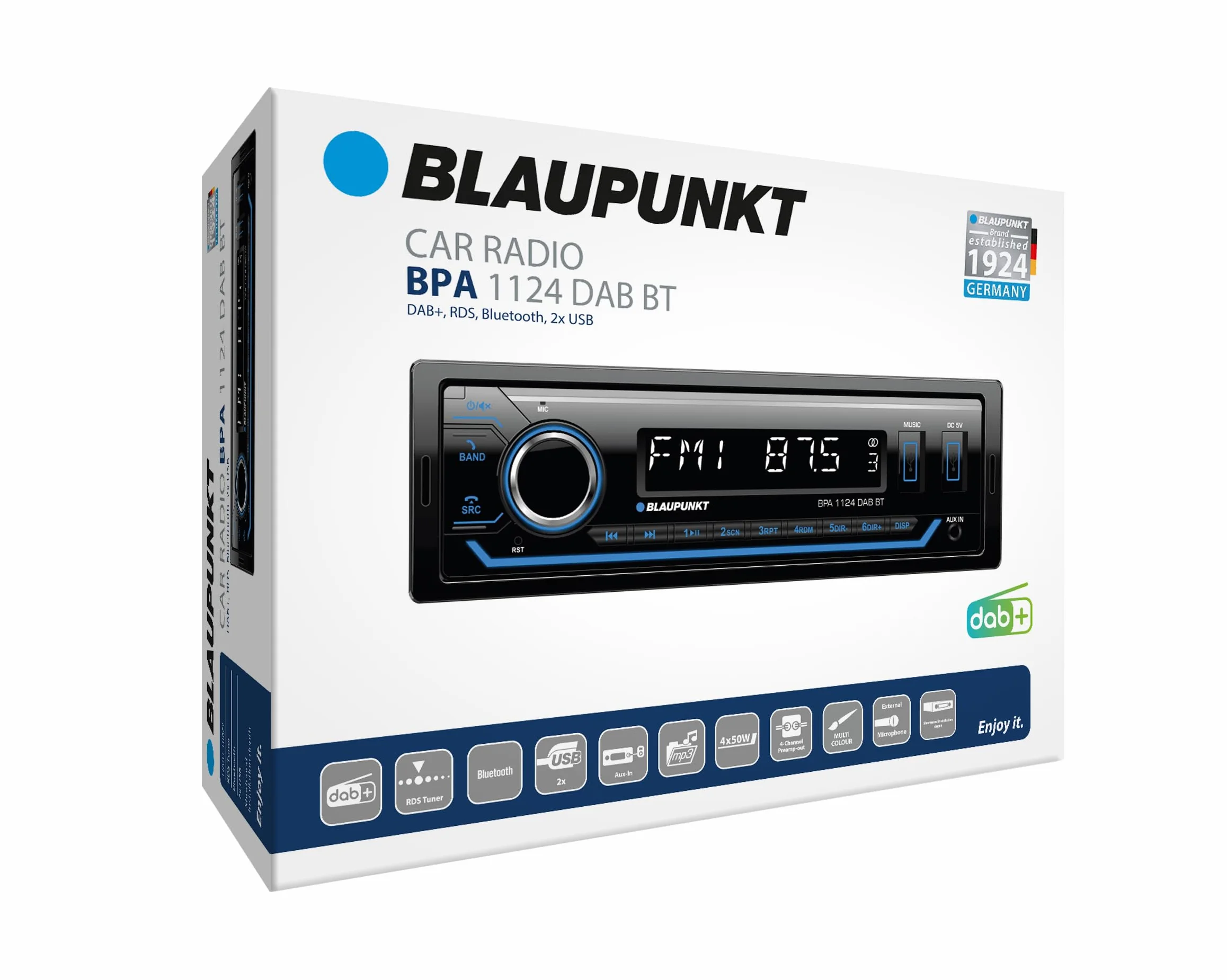 Blaupunkt BPA1124BT Wielokolorowe radio samochodowe z Dab+, RDS, Bluetooth, 2 x USB