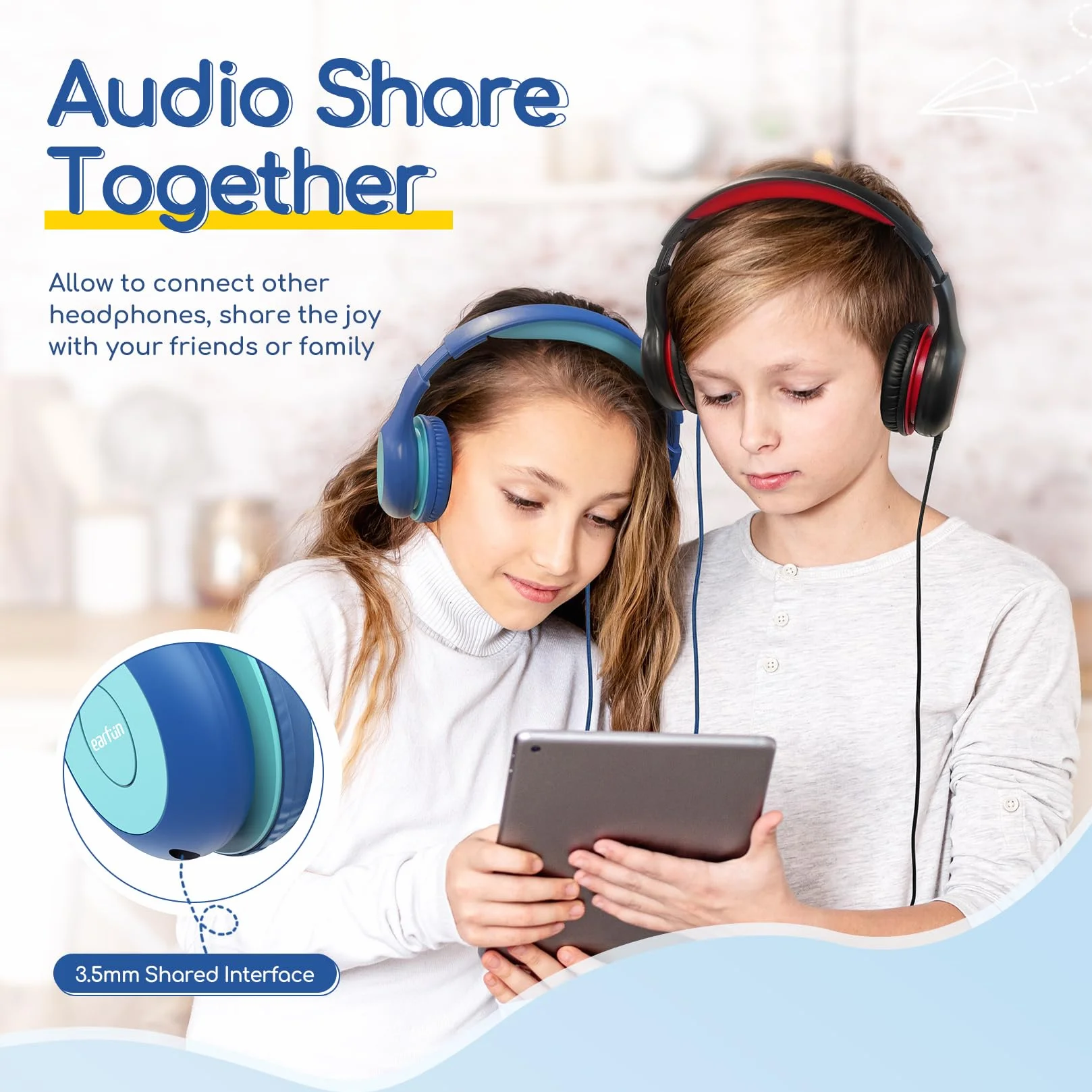 EarFun Słuchawki dla Dzieci Składane Ogranicznik Głośności 85 dB Stereo Przewodowe