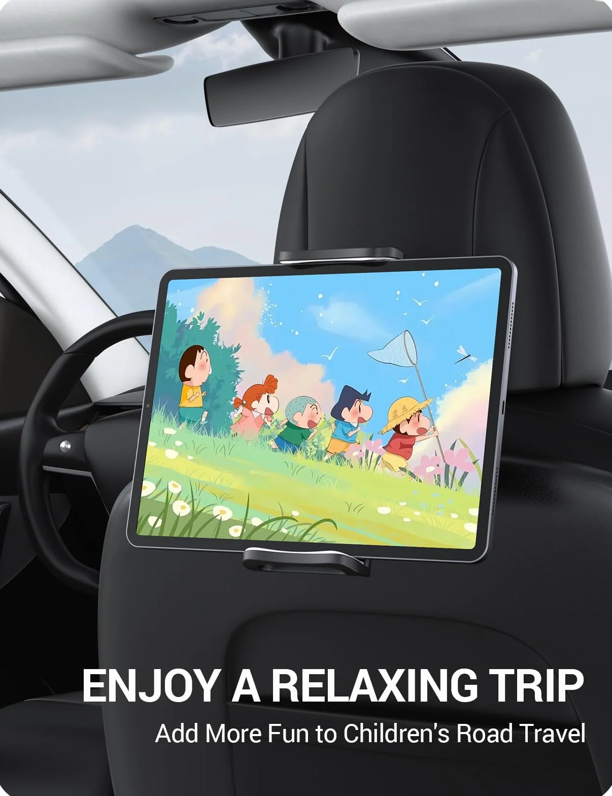 BASENOR 2017-2026 Tesla Model Y Model 3 Model S Model X LR/Plaid Uchwyt na tablet Zag?ówek Uchwyt Tabletu, Regulowany Obrót 360° Tesla Samochodowy Zag?ówek Stojak Cradle Akcesoria