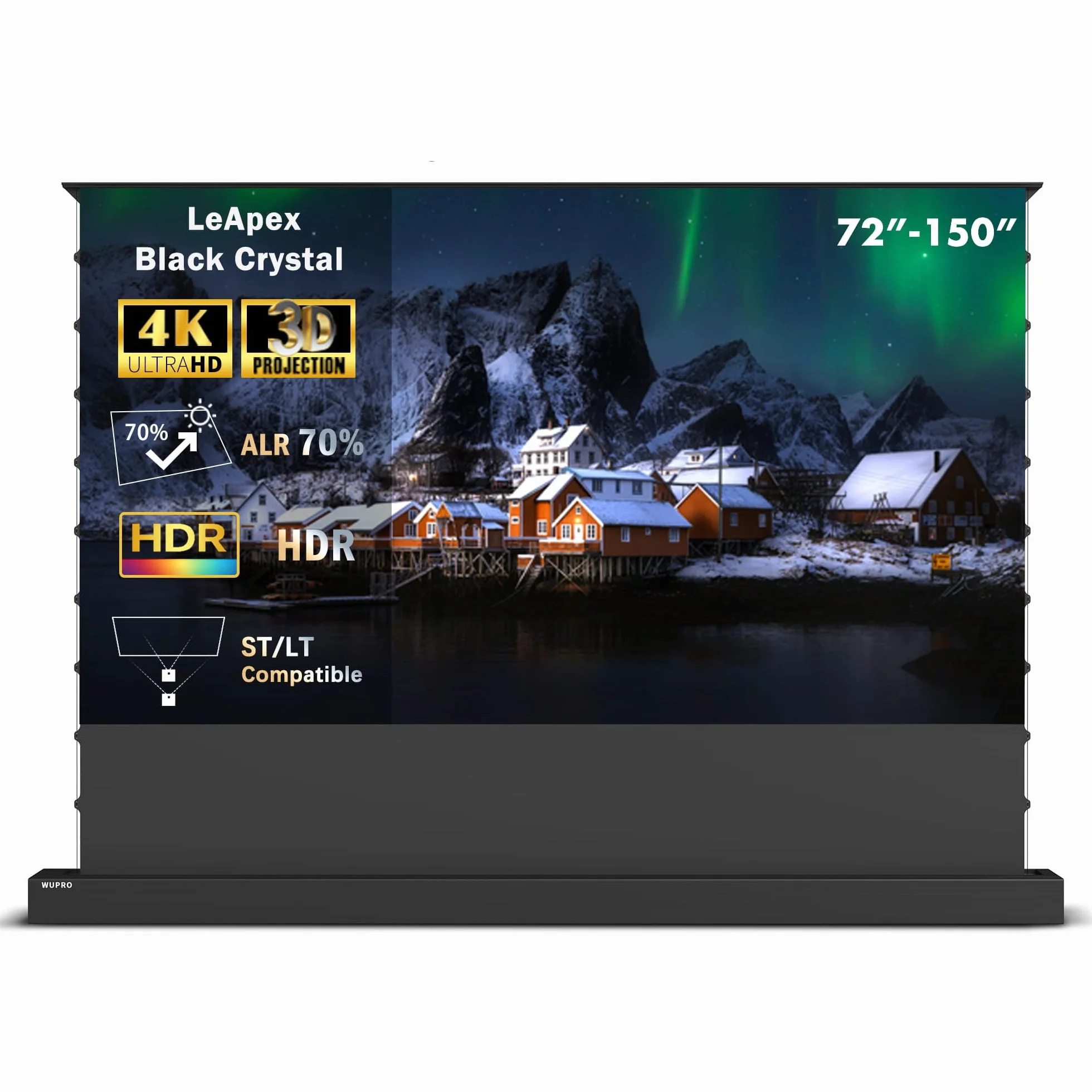 2023 WUPRO nowy elektryczny wysuwany ekran projektora, czarny kryształ, stała rama, urządzenie projekcyjne Anti-Light 4K HD Smart TV, ekrany 72 cale