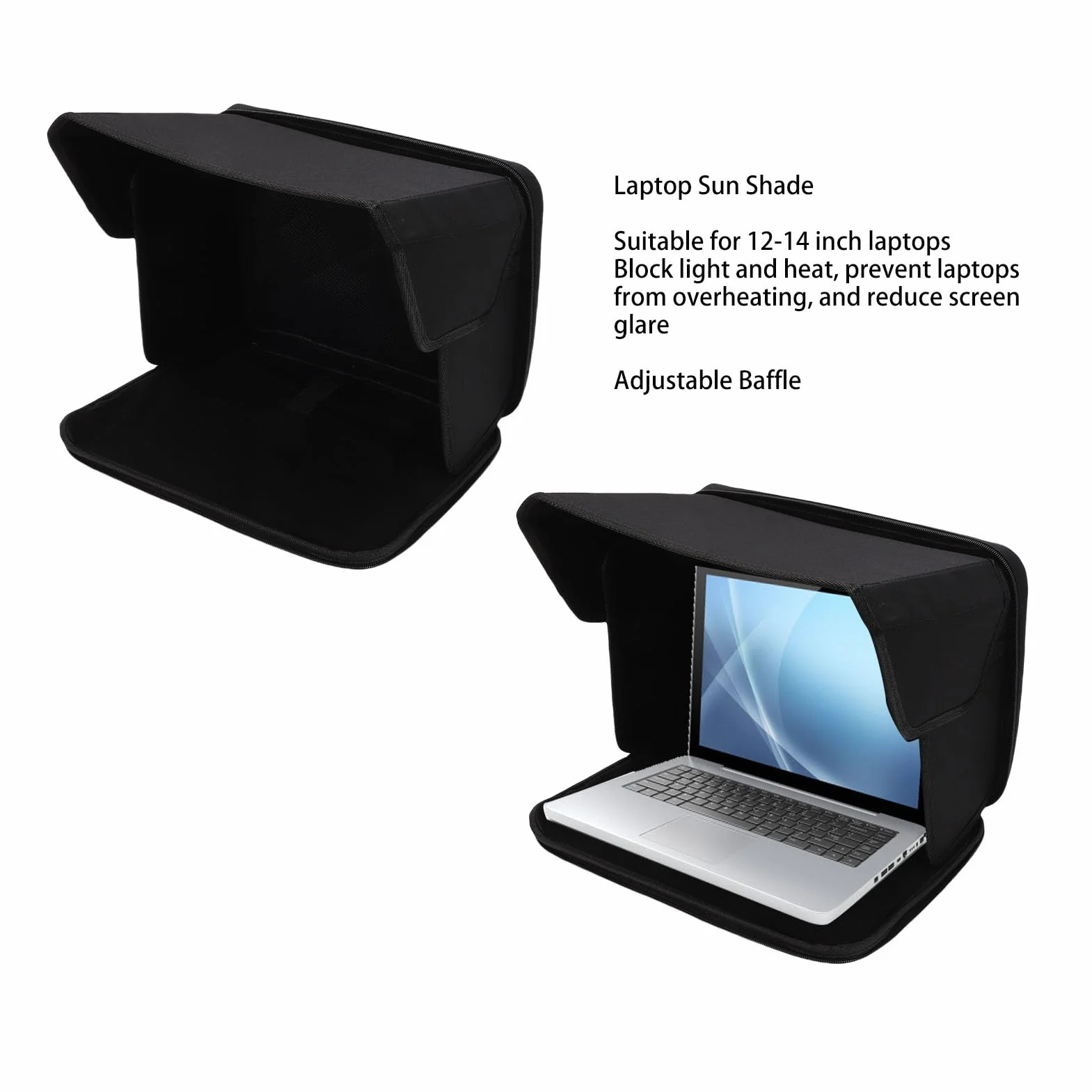 ViaGasaFamido Osłona Przeciwsłoneczna na Laptopa, Składana, na Laptopy 12-14 Cali, Czarna