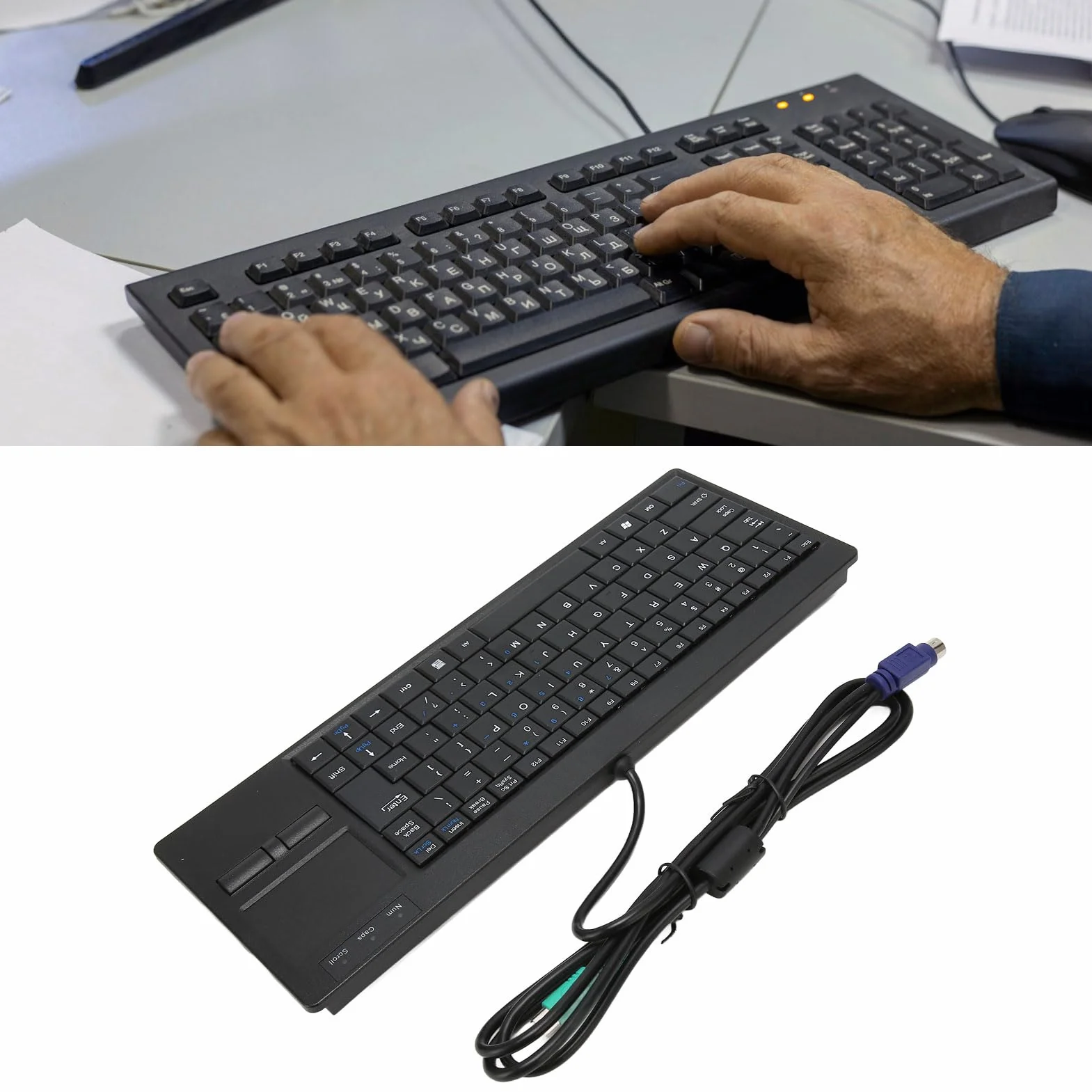 Przewodowa Klawiatura Przemysłowa z Panelem Dotykowym, Przewodowa Kompaktowa Przenośna Klawiatura Przemysłowa, X Scissor Foot Plug and Play Klawiatura IPC IPC do (Interfejs for