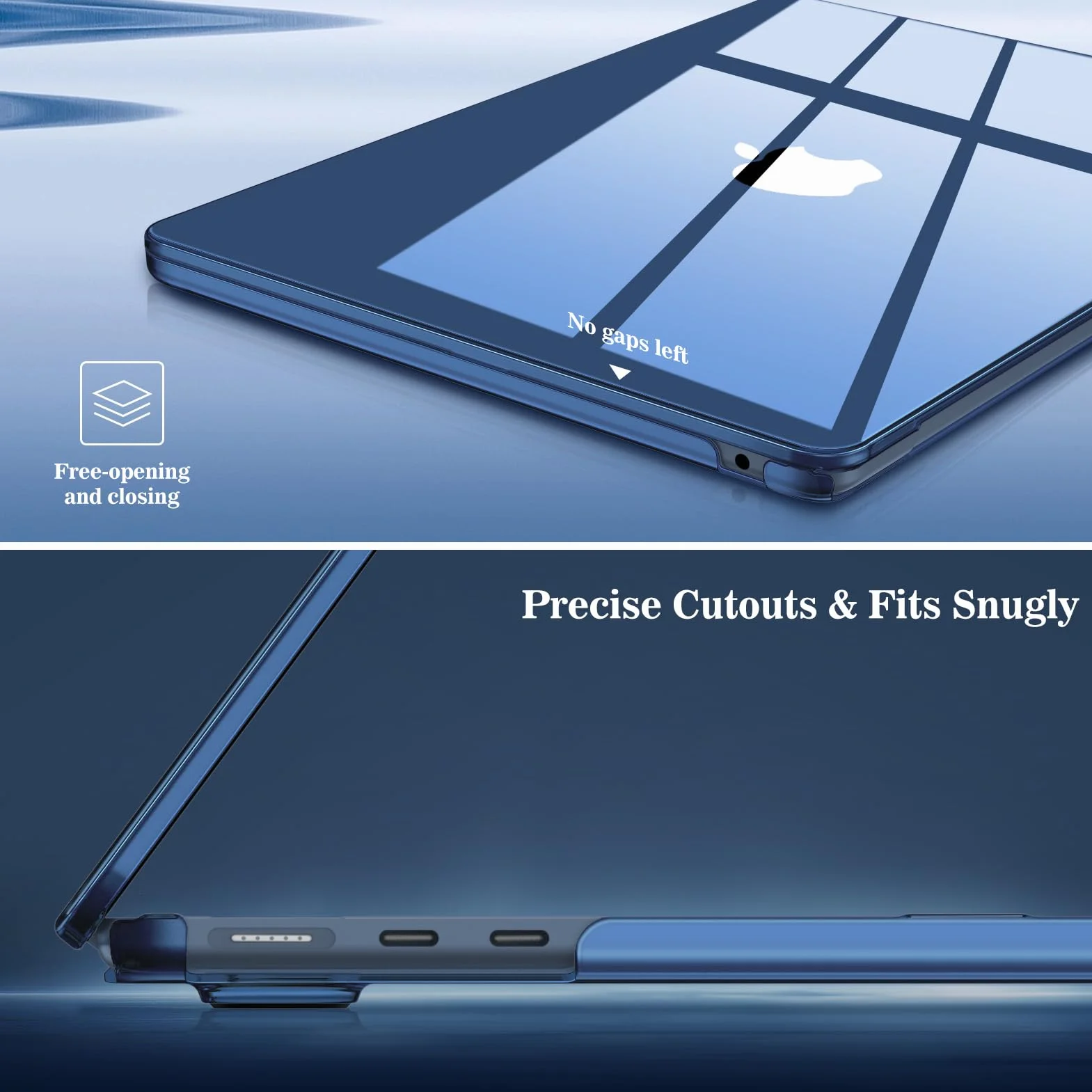 Fintie Etui do MacBooka Air 34.5 cm M4/M3/M2 (2025/2024/2022), zatrzaskowa twarda obudowa kompatybilna z MacBook Air 34.5 cm Retina Display & Touch ID, A3240 A3113 A2681, niebieskie (Midnight Blue)