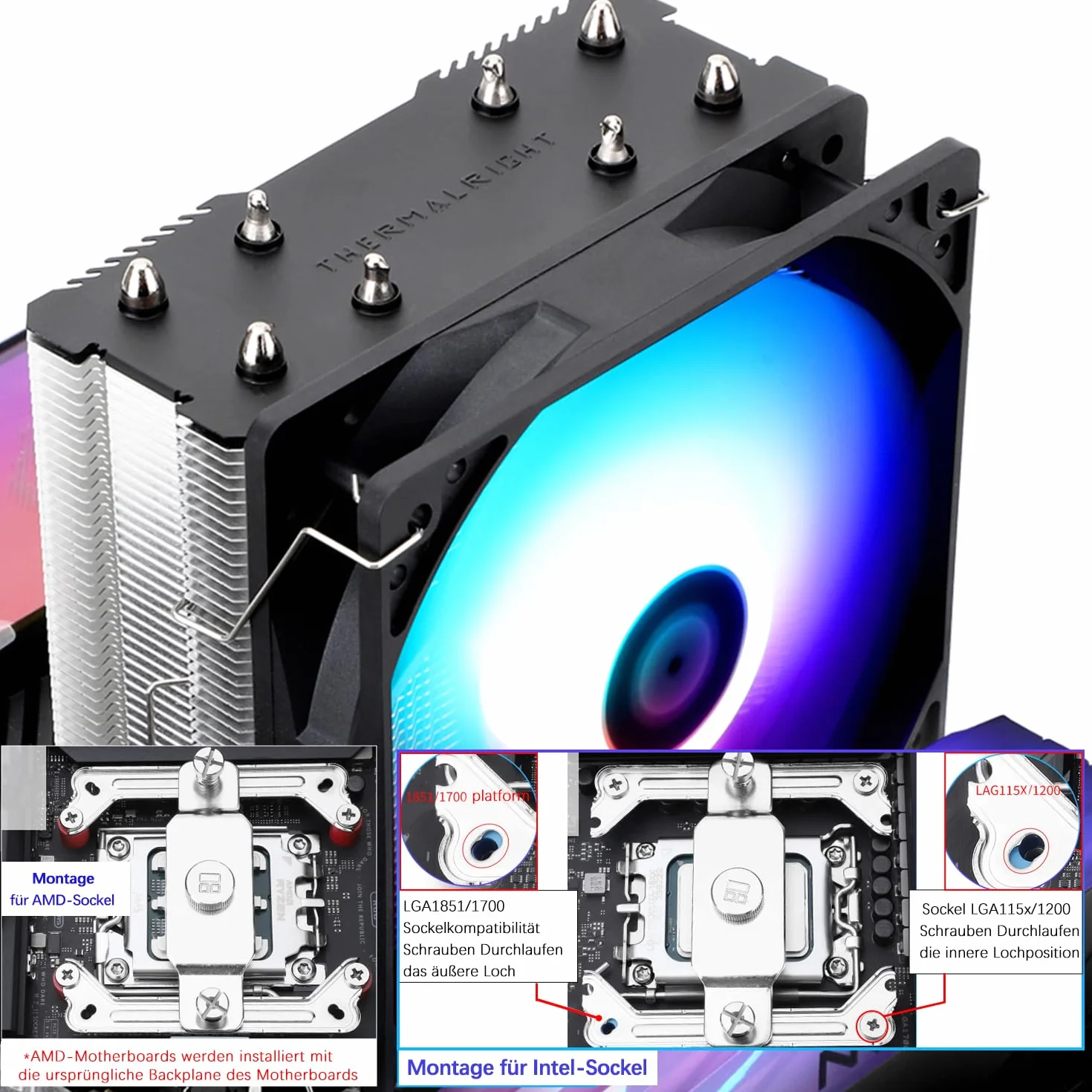 Thermalright Assassin X 120R SE ARGB Chłodnica CPU 120 mm 4 rury cieplne AMD AM5 Intel LGA1851/1700/115x/1200