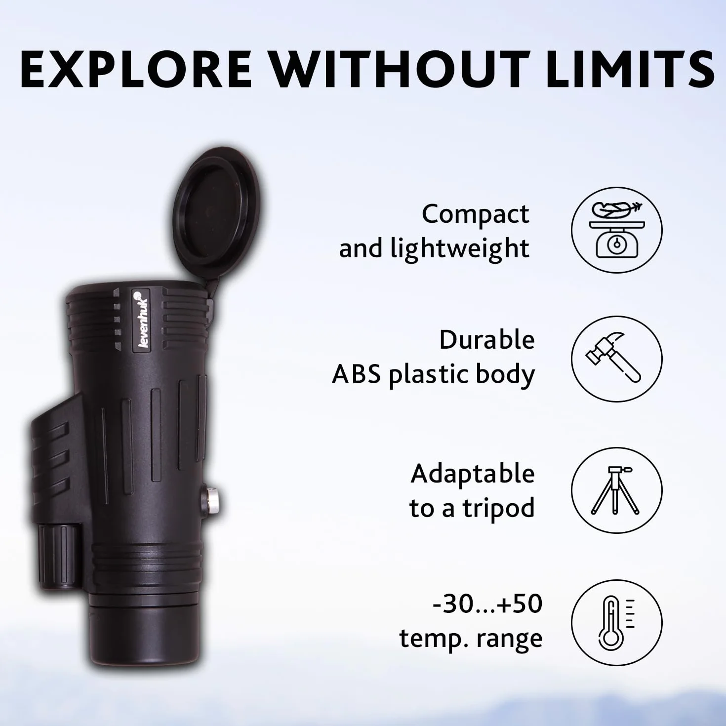 Levenhuk Atom 8x42 Monokular Przenośny, Kompatybilny ze Statywem | Kompaktowy i Lekki z Optyką BK-7, do Wędrówek, Birdwatchingu, Kempingu, Polowań i Podróży