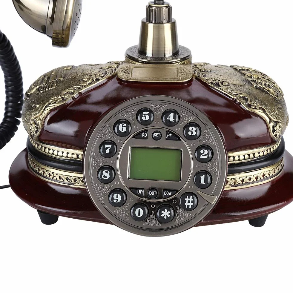 Telefon biurowy w stylu vintage, antyczny telefon ze stałą funkcją rejestracji podatkowej i identyfikatorem dzwoniącego