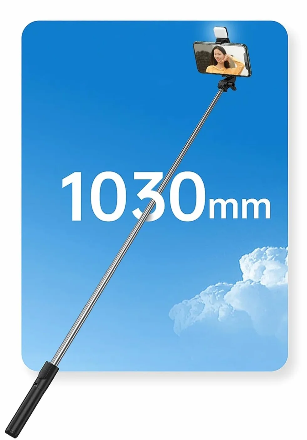 XIHAMA Statyw do selfie ze światłem wypełniającym - stabilny stojak na statyw z odłączanym bezprzewodowym pilotem kompatybilny ze smartfonami iPhone 15 Pro Max/15 Plus/14/13, Samsung, LG, Google