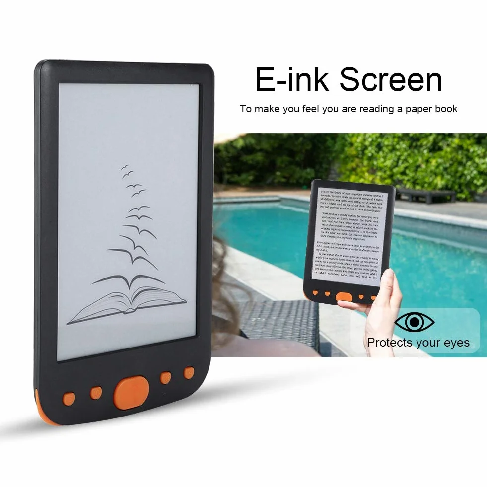 Czytnik e-booków, BK-6025L ​​E-ink Ink Ochrona ekranu przed zachlapaniem Książka cyfrowa do czytania(Pomarańczowy)