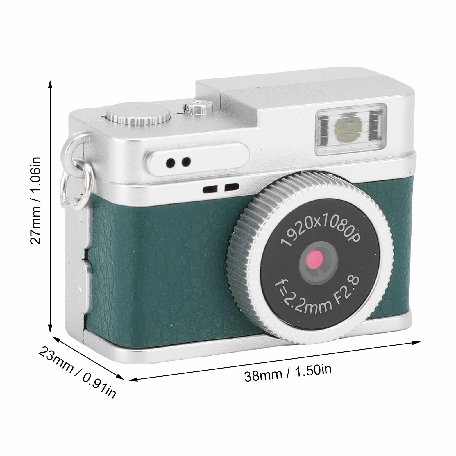 Bewinner Vintage Mini Digital Camera, Styl Retro 1080p FHD Kamera Wideo, LED Fill Light Pocket Cyfrowe Kamery, Przenośna Kompaktowa Kamera Kieszonkowa z kartą 128 GB (GREEN)