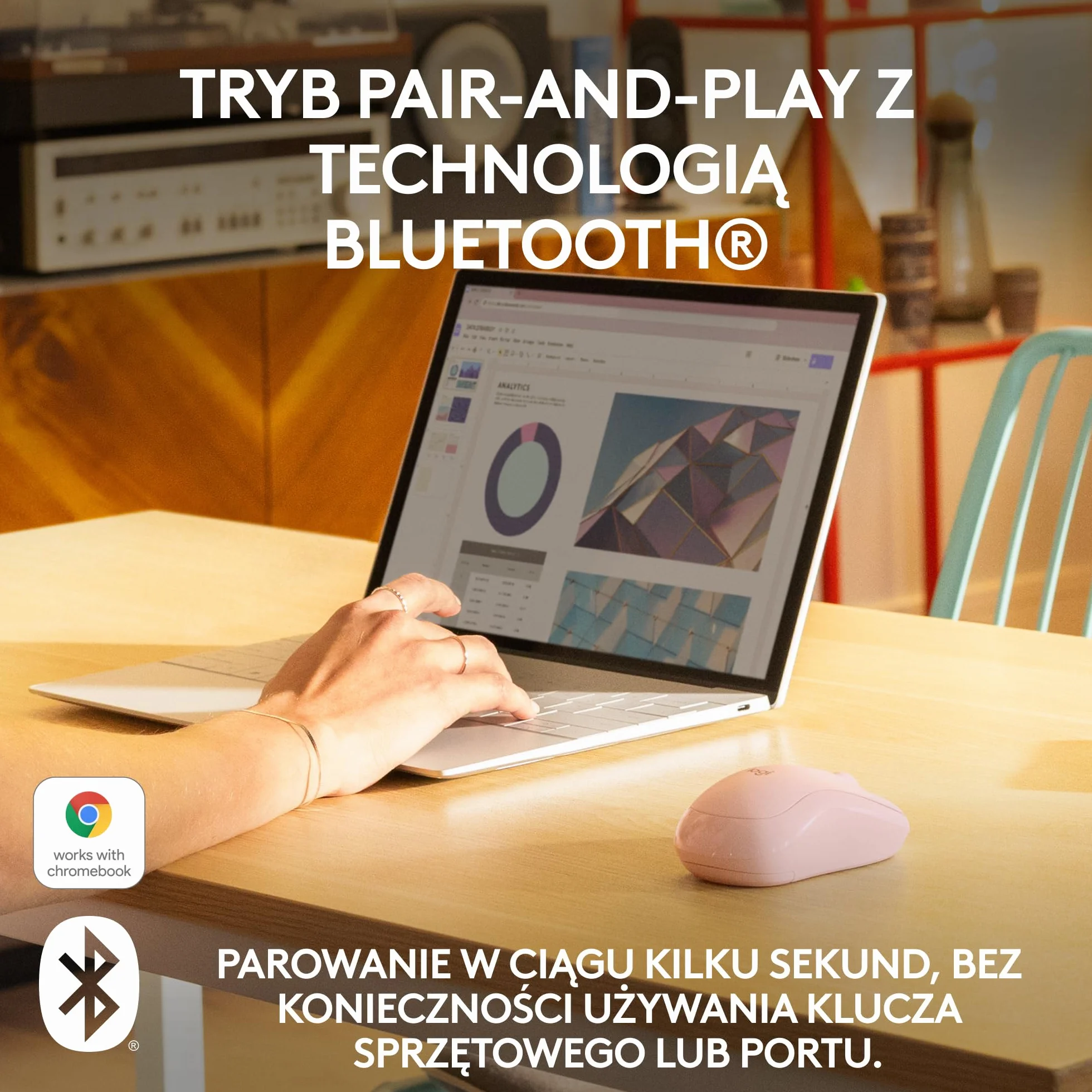 Logitech M240 Silent Bluetooth mysz, bezprzewodowa, kompaktowa, przenośna, śledzenie ruchów, bateria na 18 miesięcy, Windows, macOS, ChromeOS, zgodność z PC, Mac, laptop, tablet - Róża