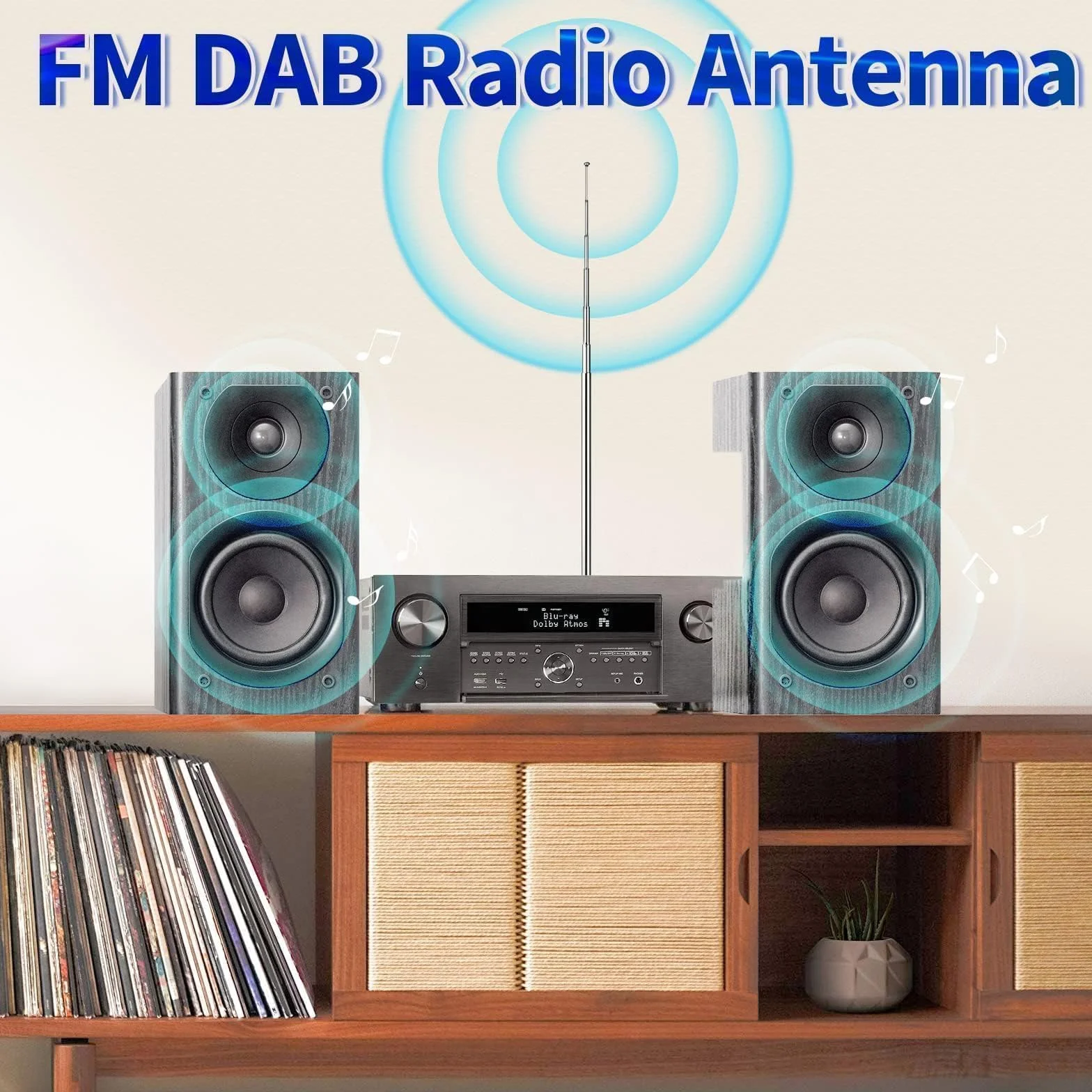 Bingfu DAB FM UKW antena radiowa 75 Ohm Unbal antena teleskopowa antena pokojowa kompatybilna z Yamaha Denon Pioneer Marantz Bose Wave system muzyczny odbiornik stereo wewnętrzny odbiornik