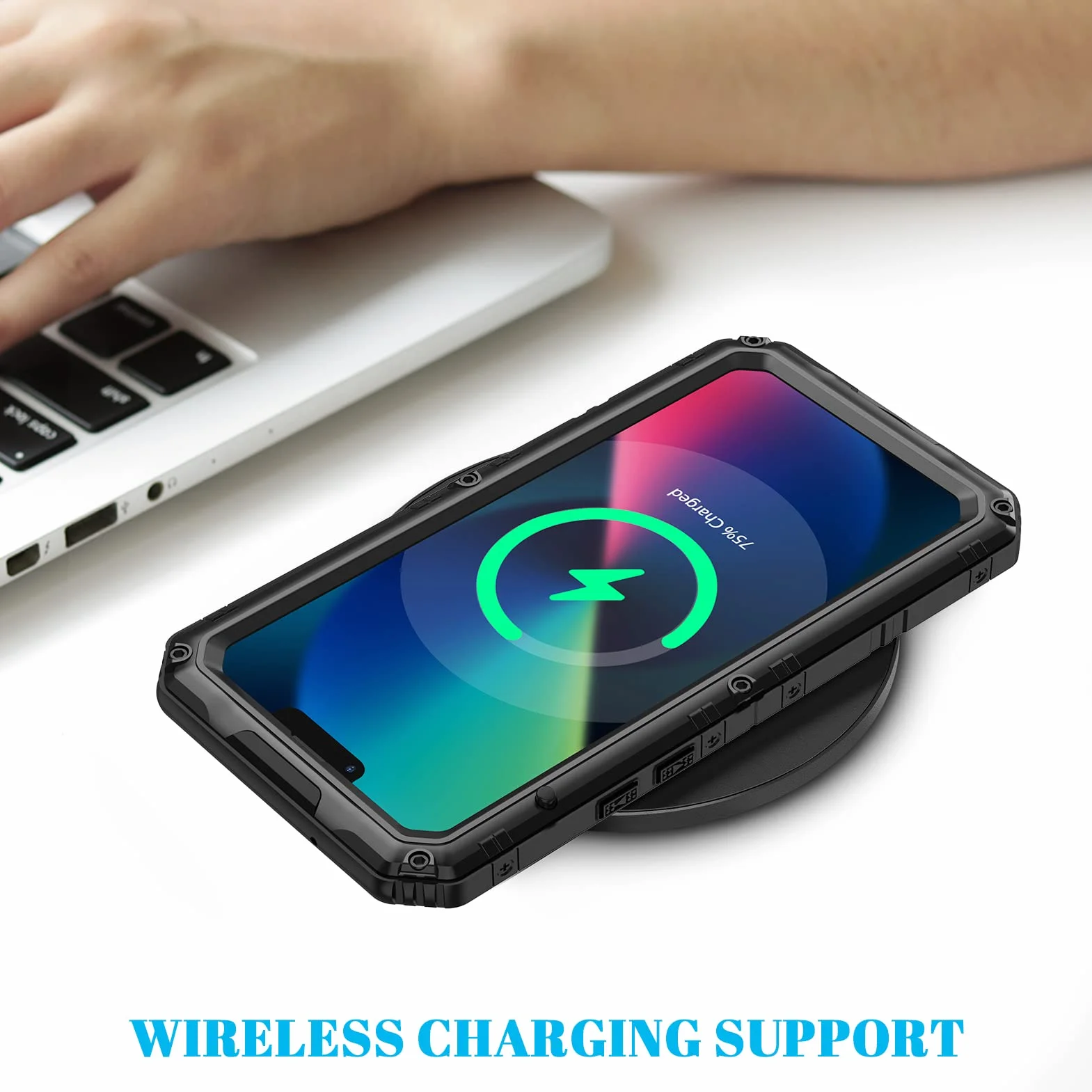 seacosmo Wodoodporne Etui Kompatybilne z iPhone 13 IP68, Wojskowa Ochrona Przeciwupadkowa 360°, Wzmocnione Etui Odporne na Wstrząsy Typu Heavy Duty do iPhone 13, Czarny