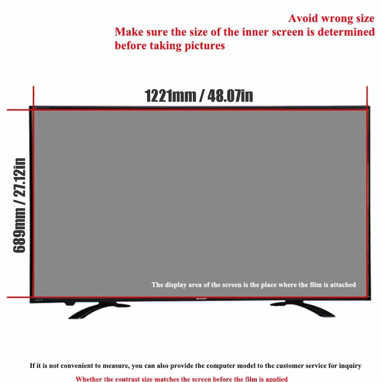 Antyodblaskowa Ochrona Ekranu TV 55 Cali, Matowa Folia Antyrefleksyjna I Blokująca Światło Niebieskie, Ochrona Oczu do LCD, LED, OLED, QLED i 4K HDTV - 55cali1221*689mm