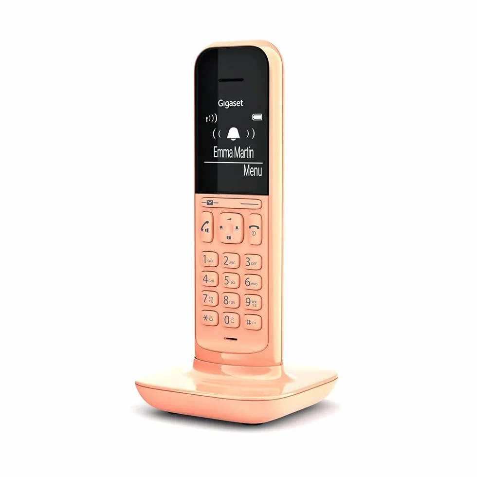 Gigaset CL390HX - designerska słuchawka DECT ze stacją ładującą – bezprzewodowy telefon do routera i bazy DECT – kompatybilny z Fritzbox – funkcja bezpośredniego wyboru – ochrona przed niechcianymi połączeniami, kantalupa
