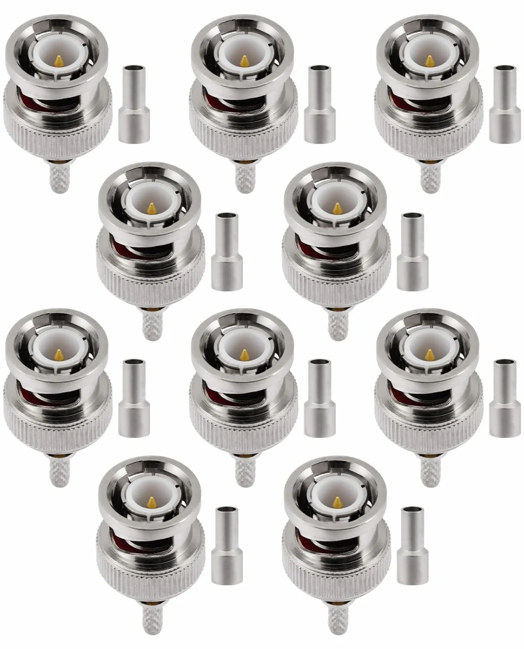 Vecys 10 PCS BNC Męskich Złączy 50 Ohm BNC Męskie Zaciskane Złącze dla RG316 RG174 RF Koncentryczny Kabel