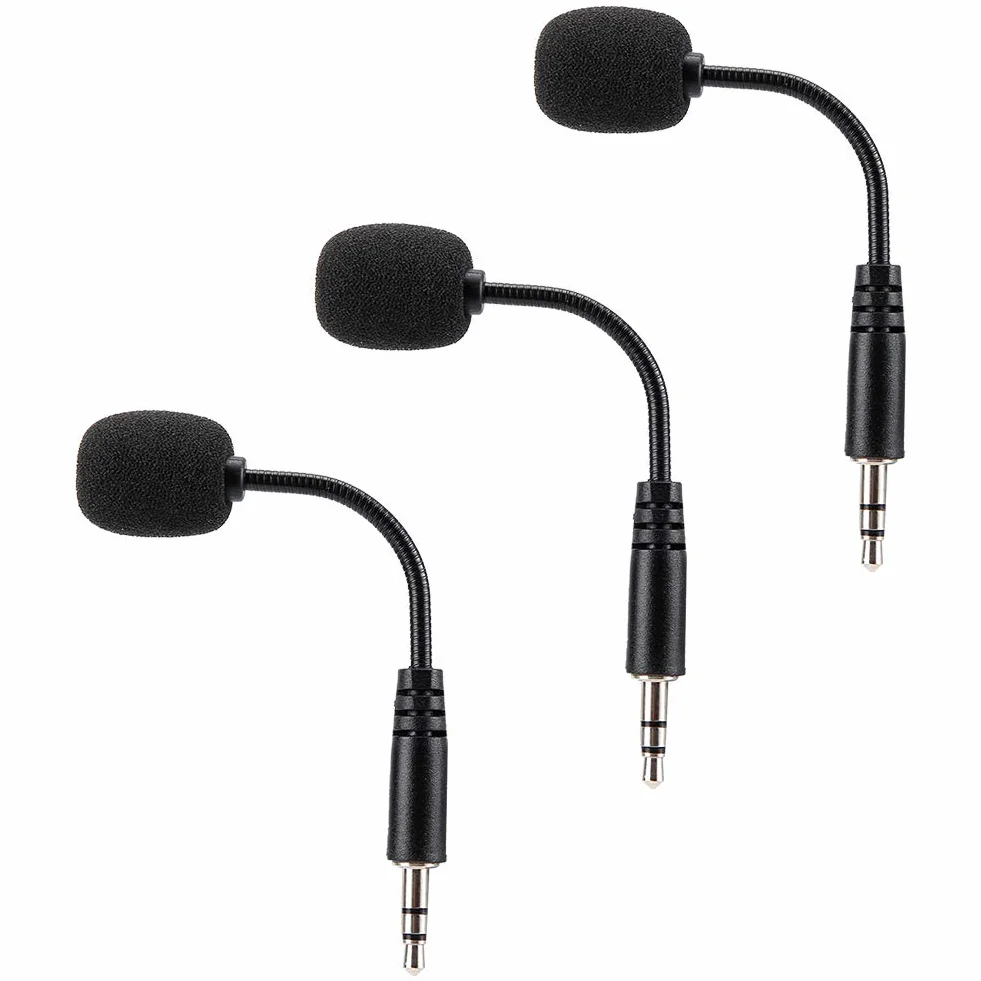 Mini Mikrofon Jack 3,5 Mm do Komputerowego Telefonu Komórkowego, Mikrofon Przeciwzakłóceniowy do Nagrywania KTV, 3 szt. Regulowanych Mikrofonów, Czarny 100 Mm