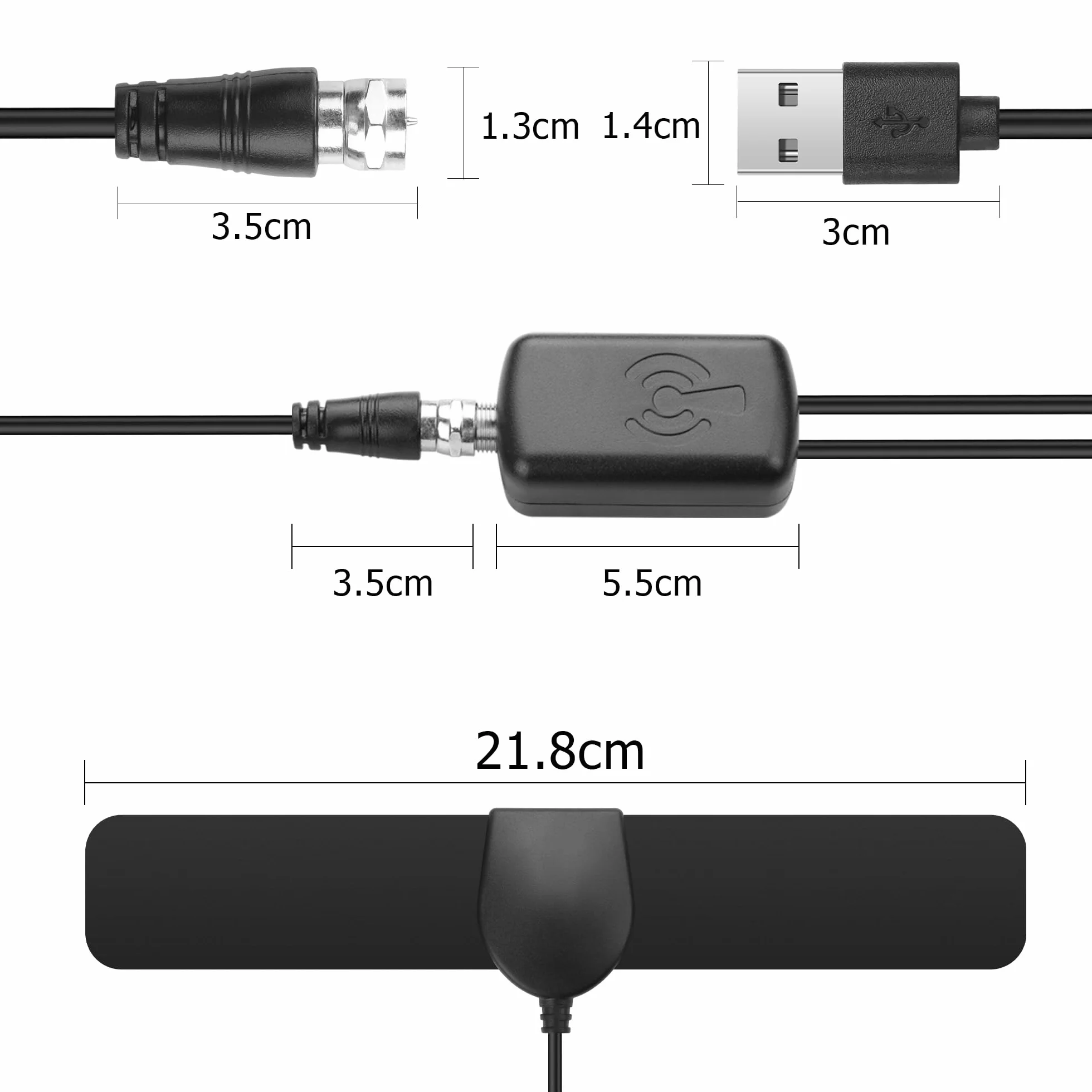 YAODHAOD Antena HDTV do użytku wewnątrz i na zewnątrz - 200 mil - DVB-T/T2 / ATSC/ISDB-T - z 4K Ultra HD - antena cyfrowa ze wzmacniaczem