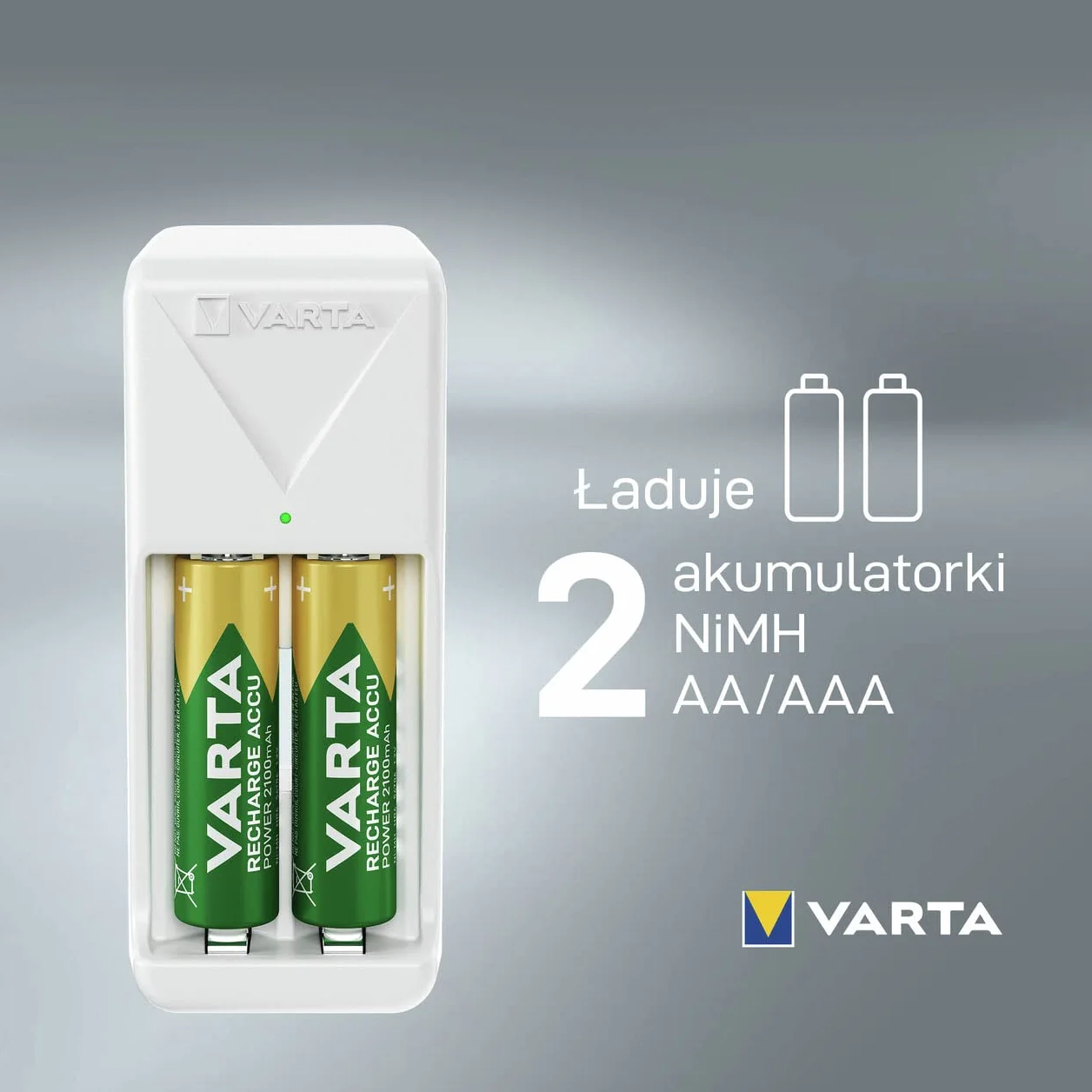 Varta Mini ładowarka Mini Charger na 2 akumulatory niklowo-metalowo-wodorkowe (NiMH) AA, AAA (w tym 2 x akumulator AAA 2100 mAh), wtyczka UE