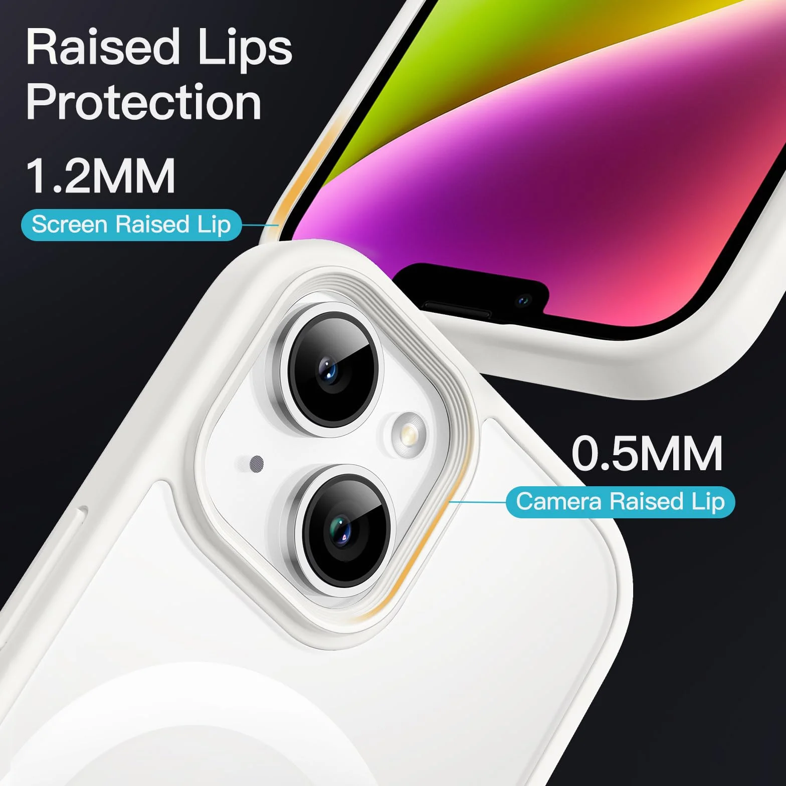 JETech Etui iPhone 14 6,1 Cala MagSafe Półprzezroczysta Matowe Szczupły Odporny na Wstrząsy Case