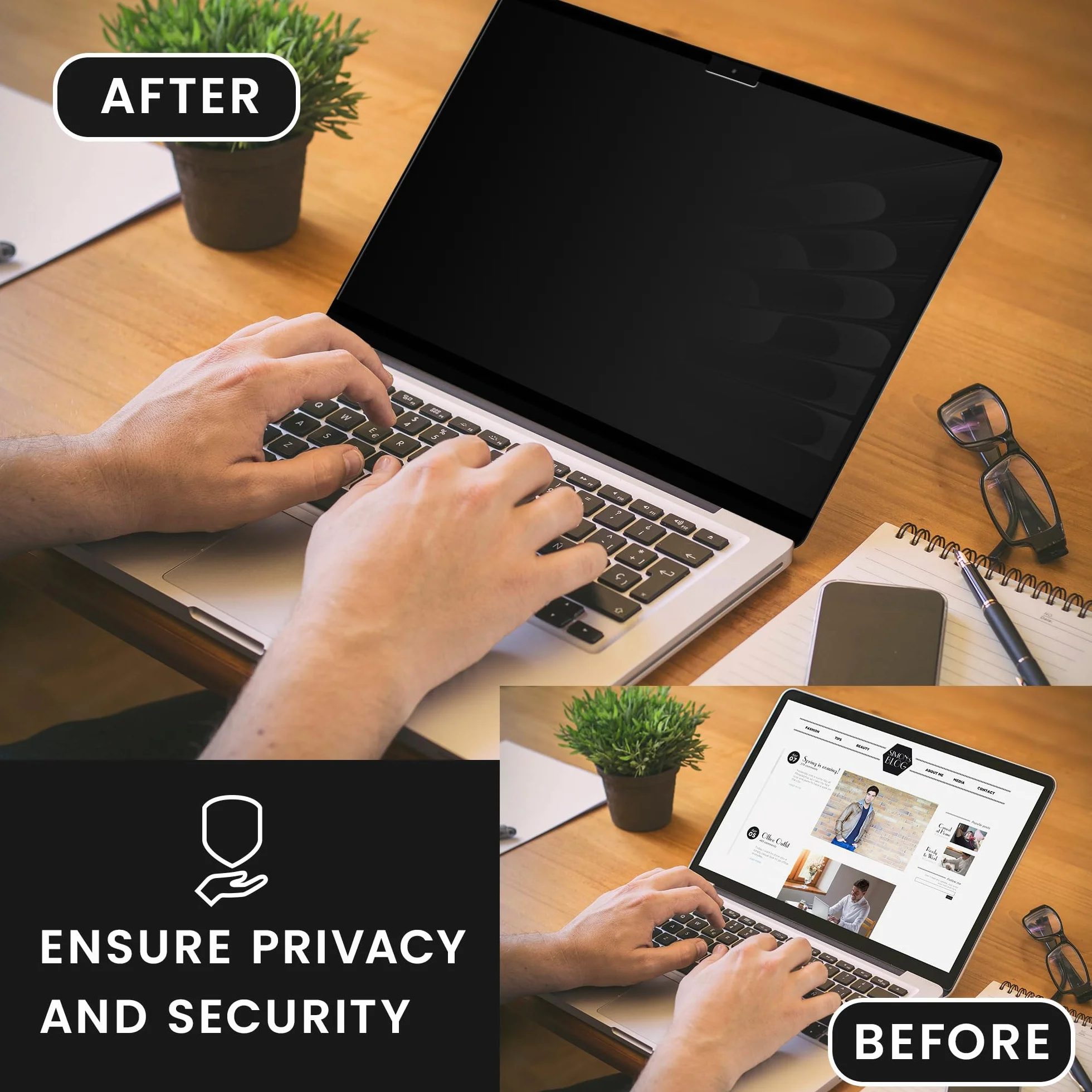 kwmobile Folia prywatności kompatybilna z Apple MacBook Air 15 M5 2026 A3448 – magnetyczny filtr prywatności – filtr antyszpiegowski
